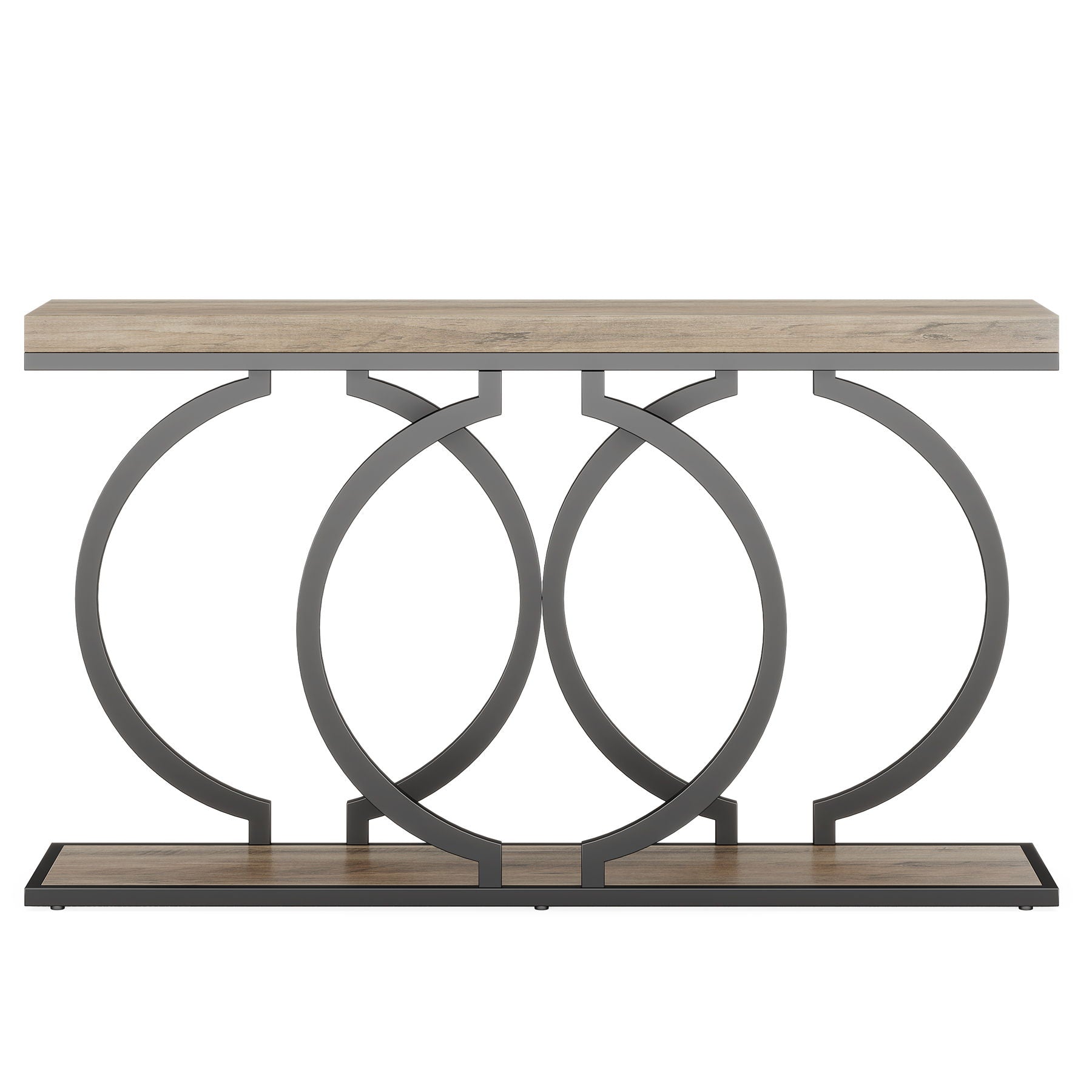Console Table Narrow Long With Geometric Frame - Gray