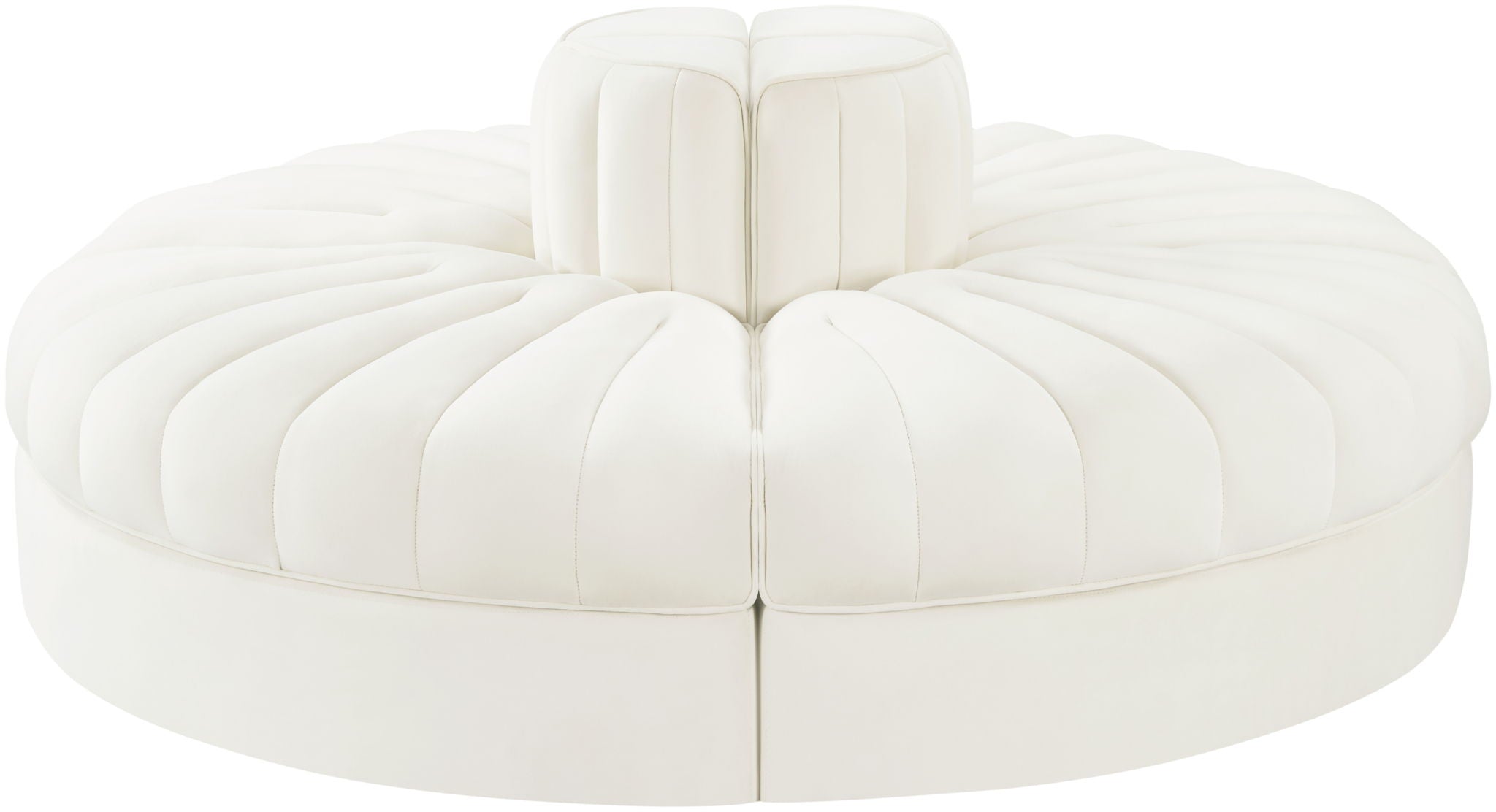 Rummi - Round Velvet Performance Fabric Upholstered 4 Piece Modular Sofa