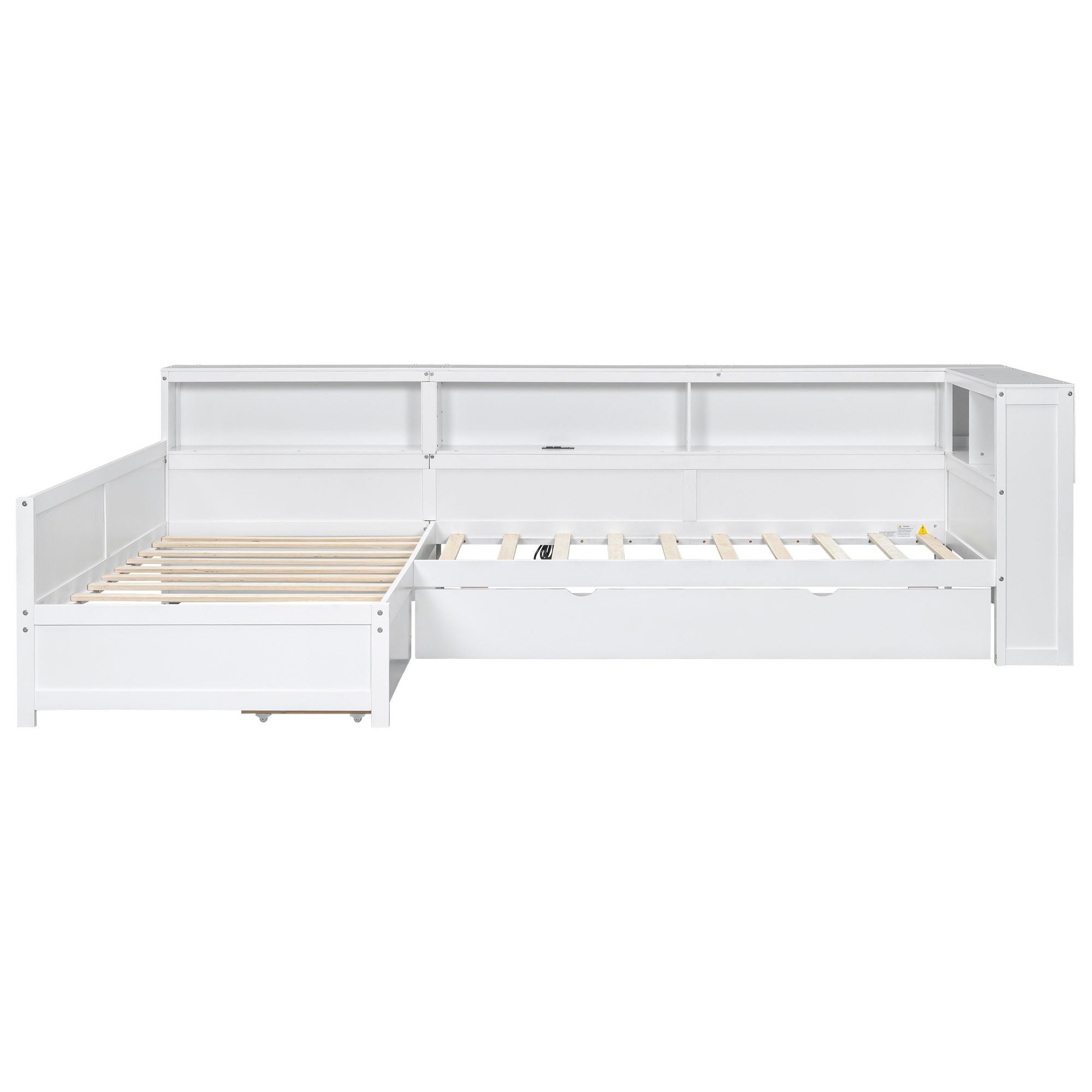 L Shaped Platform Bed With Trundle And Drawer