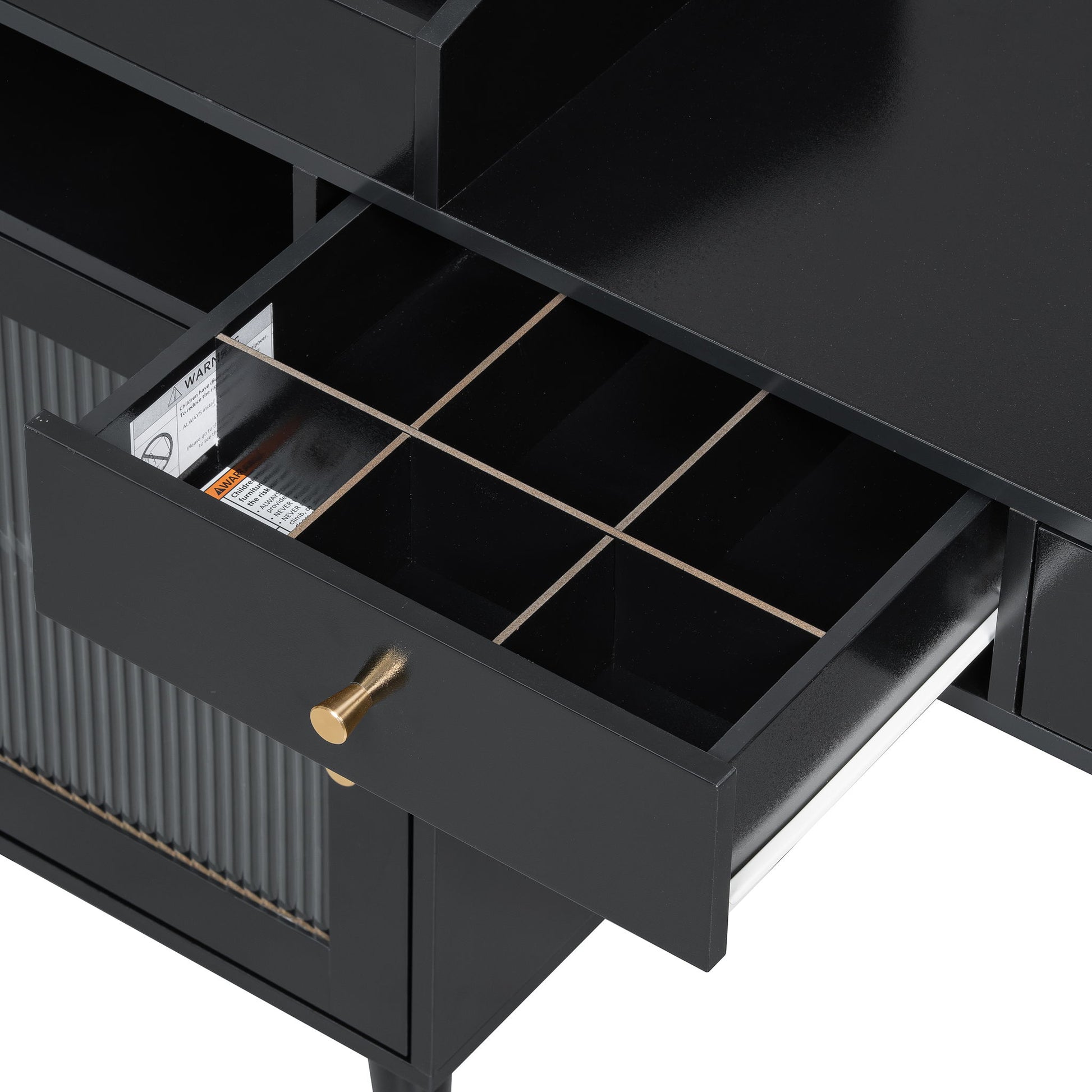 Modern Makeup Vanity Desk With Drawers Cabinet & Charging Port Engineered Wood Space Saving Design For Small Places - Black - Best Buy Furniture