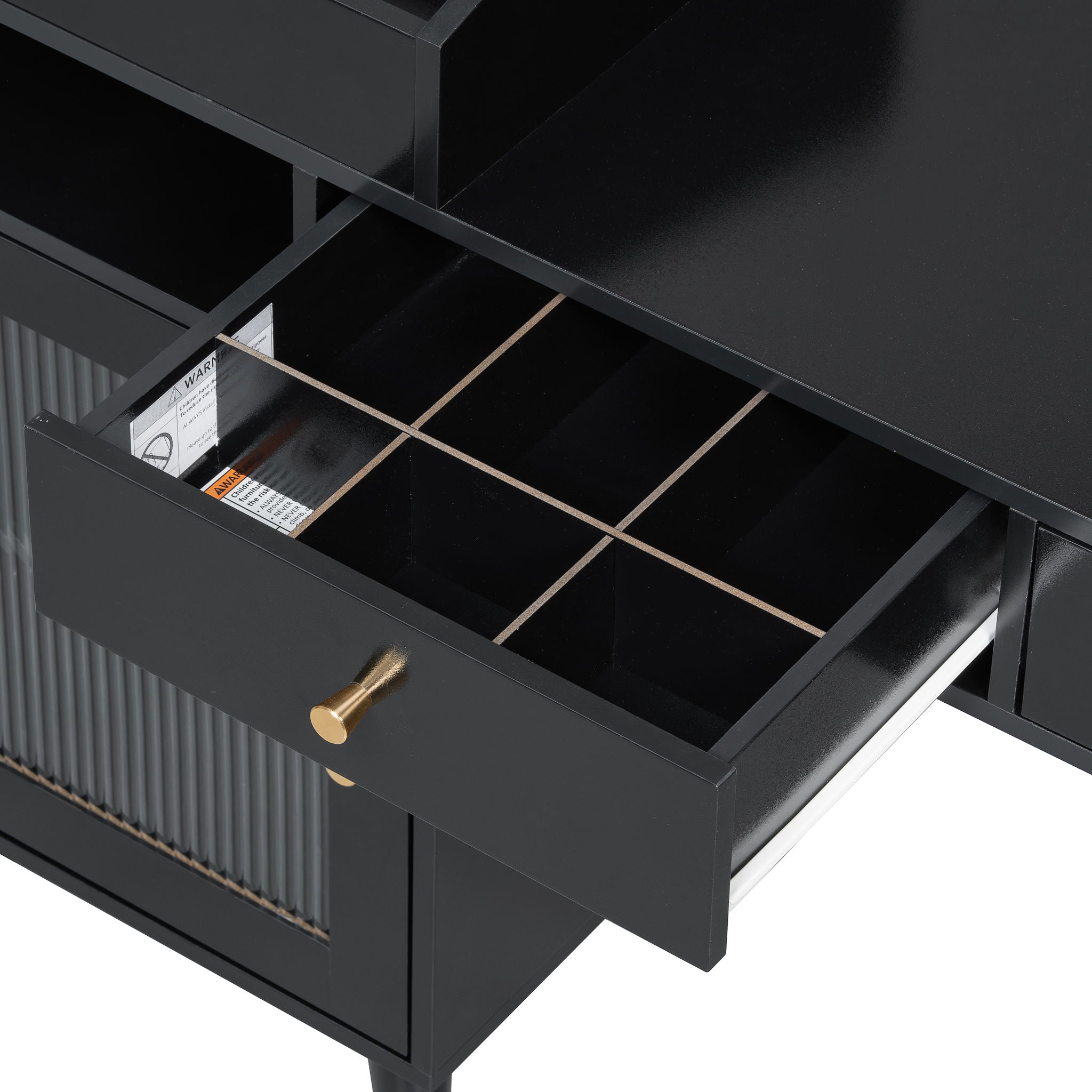 Modern Makeup Vanity Desk With Drawers Cabinet & Charging Port Engineered Wood Space Saving Design For Small Places - Black - Best Buy Furniture