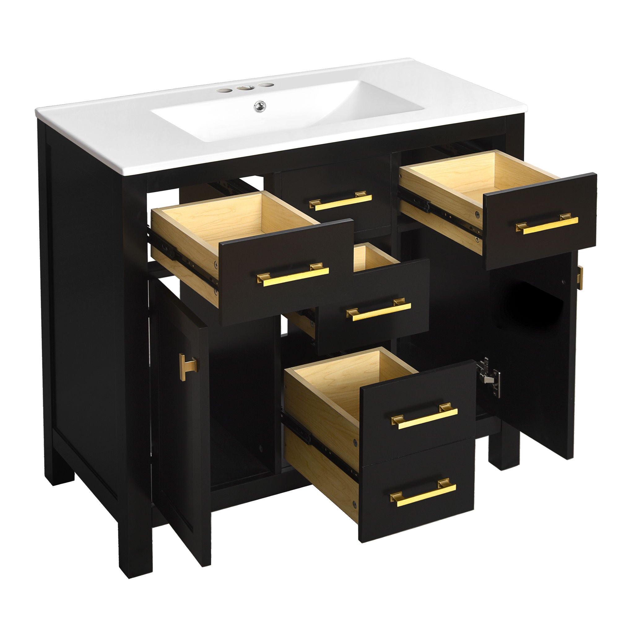 Bathroom Vanity With Sink Combo Set, Modern Bathroom Cabinet With 4 Drawers