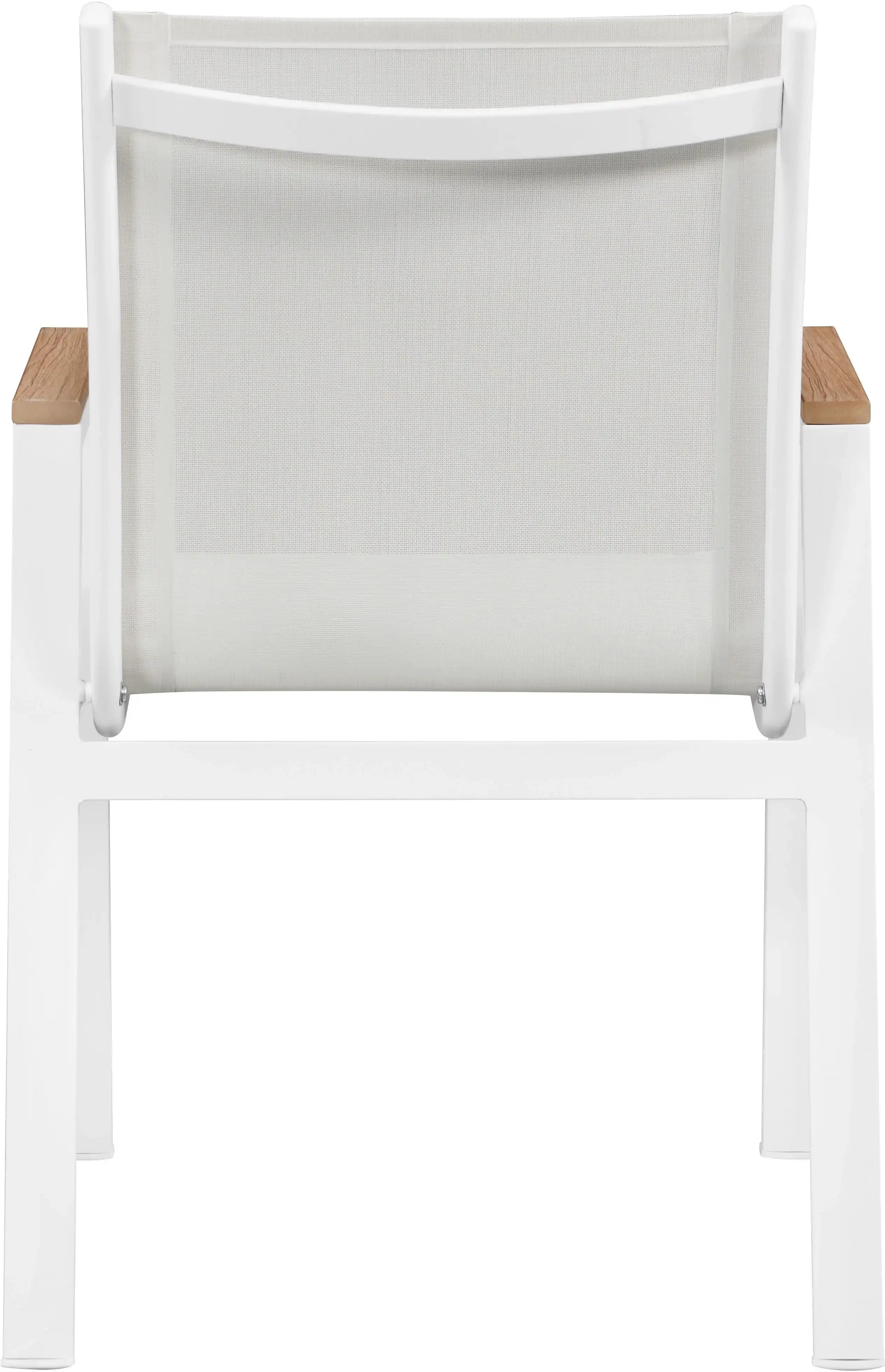 Nizuc - Outdoor Patio Dining Arm Chair With White Frame And Natural Arms (Set of 2)