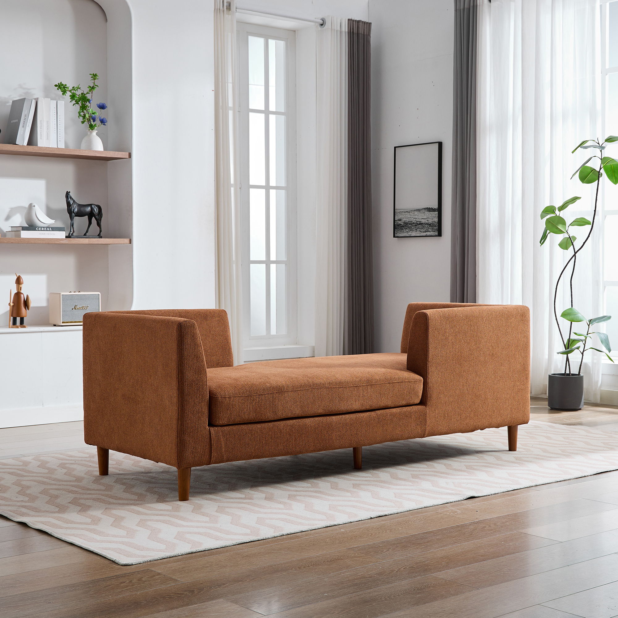 Wide Modern Double Sided Upholstered Chaise Lounge