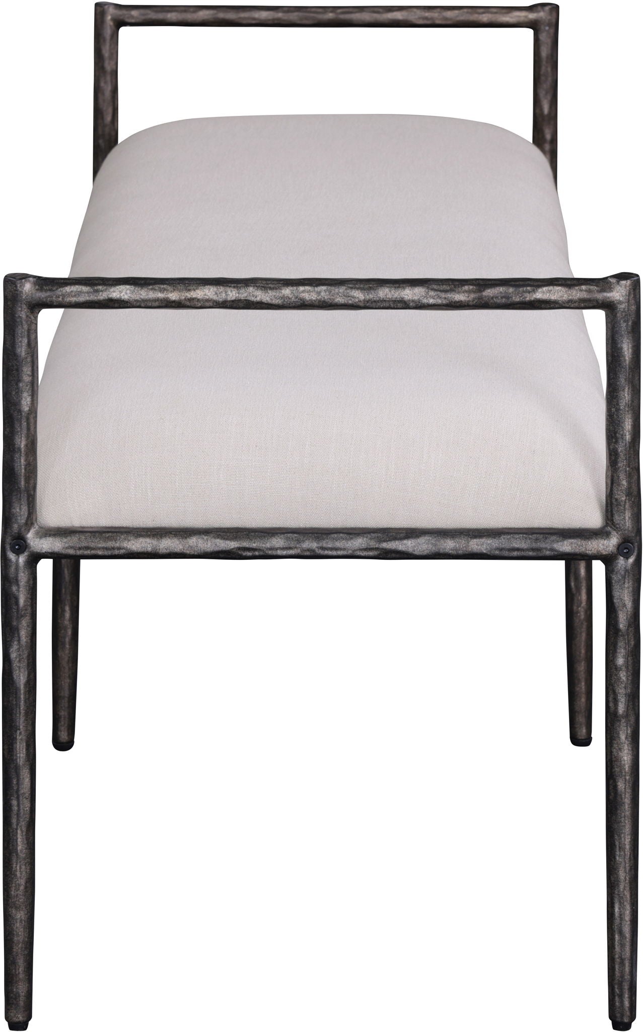 Axis - Linen Textured  Beige Fabric Upholstered Bench