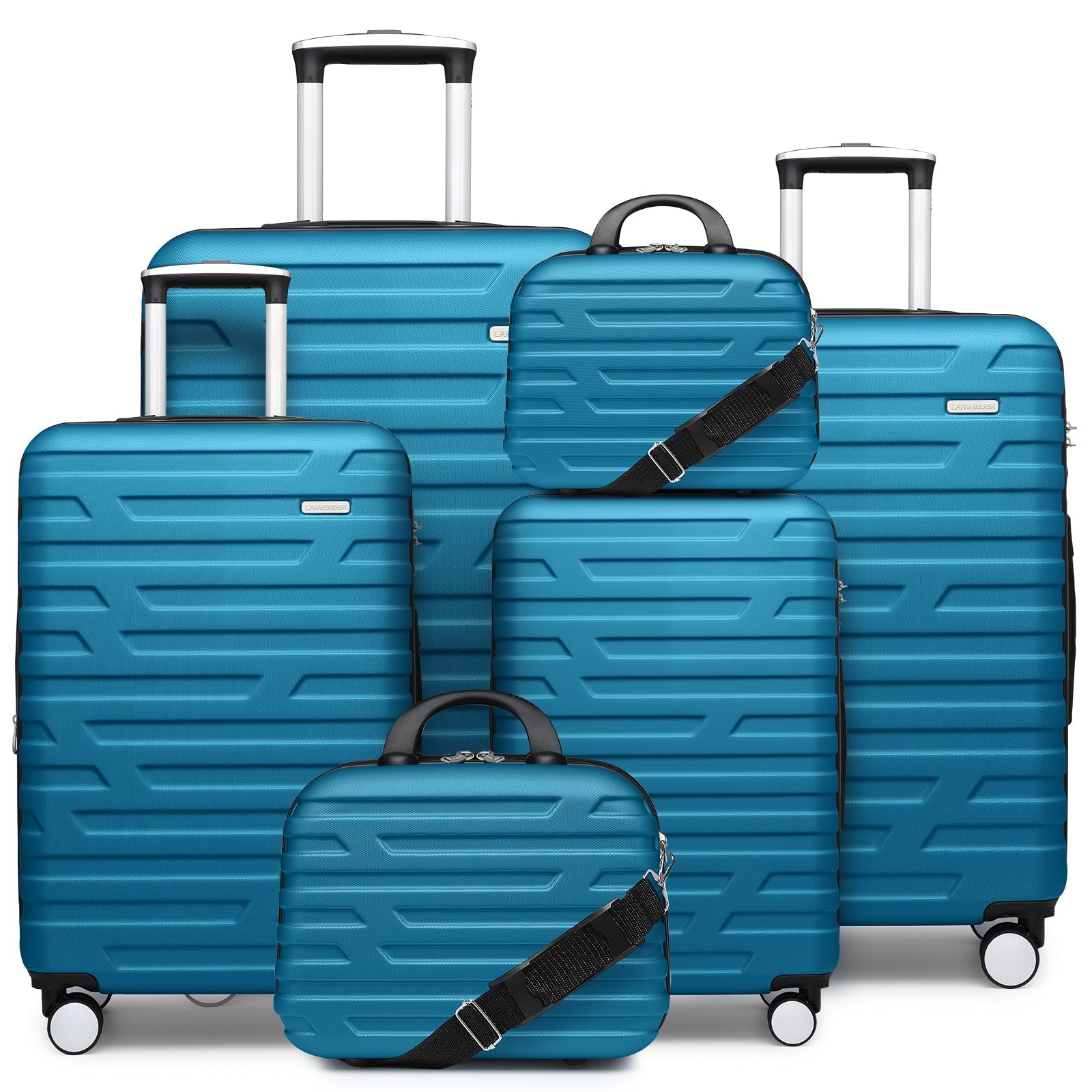 6-Piece Sky Blue Expandable Hardshell Luggage Set
