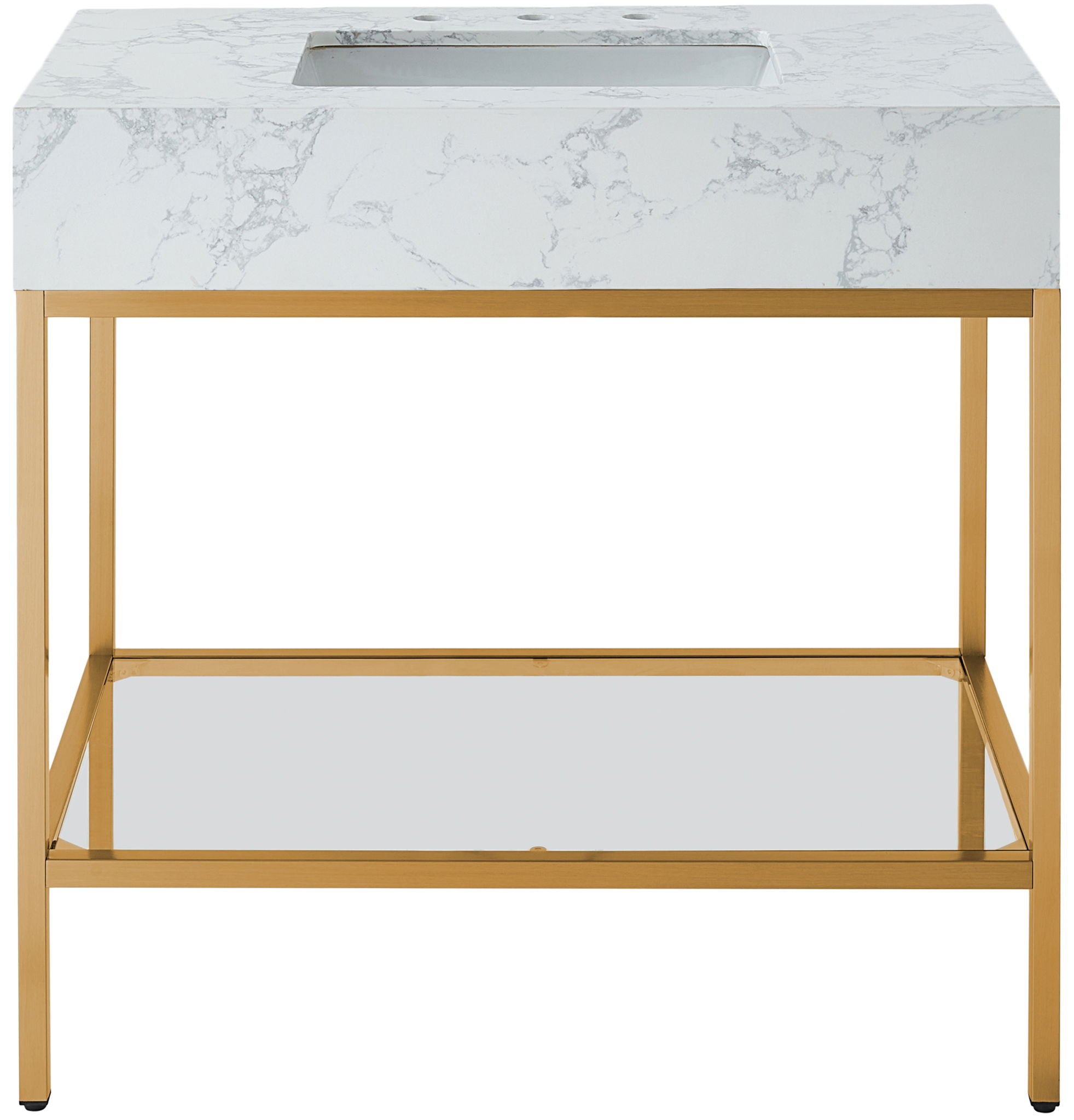 Marmo - Engineered Marble Bathroom Vanity With Gold Base