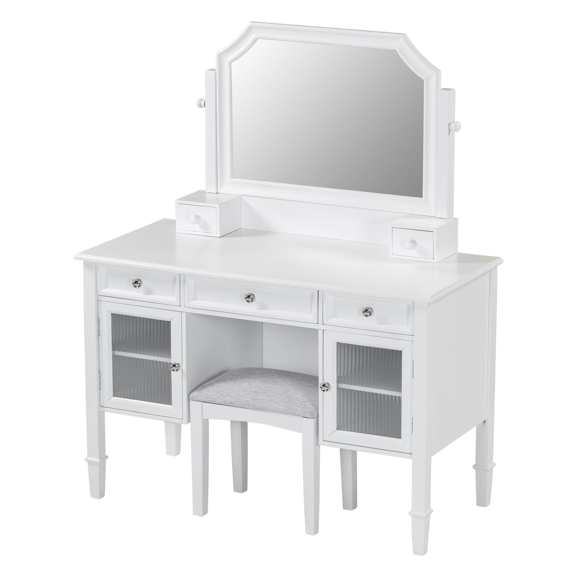Elegant Makeup Vanity Desk With Adjustable Mirror And Storage And Construction - White - Best Buy Furniture