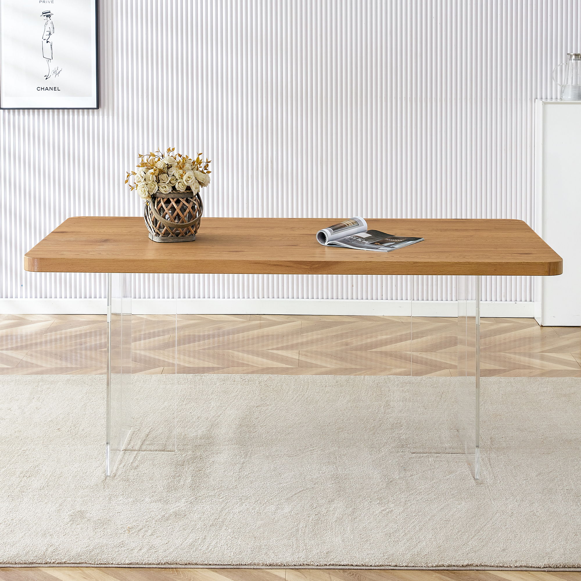 Modern Minimalist Wooden Table With Acrylic Legs