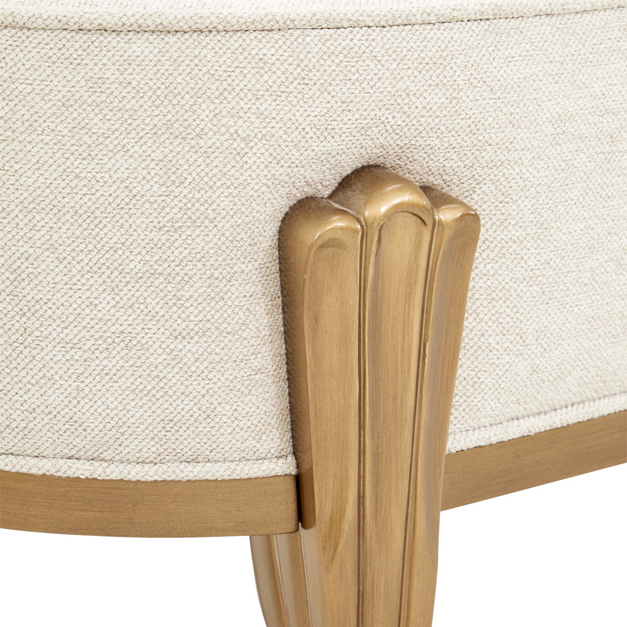 Camellia Field - Accent Bench - Linen / Antique Gold
