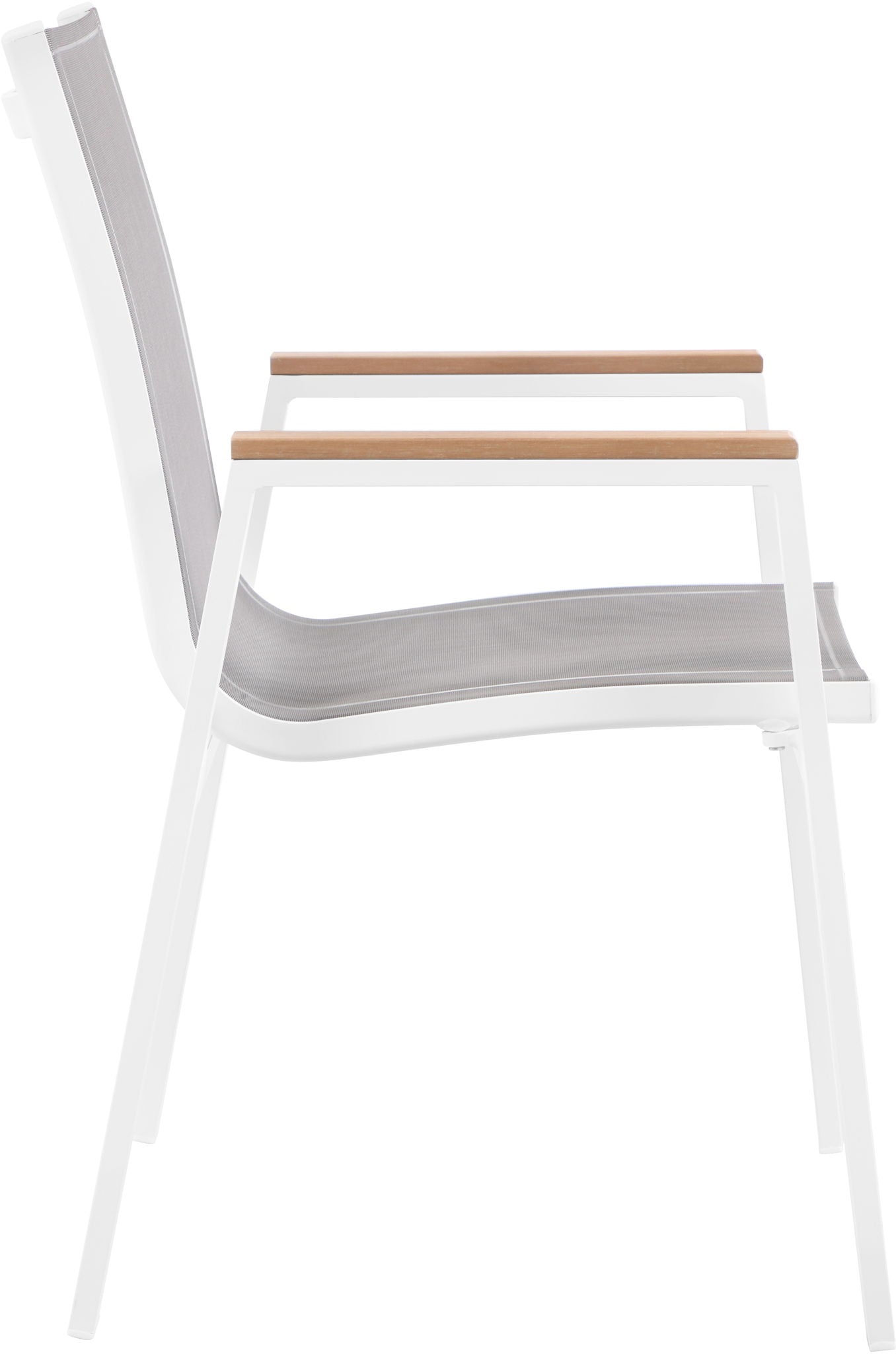 Nizuc - Outdoor Patio Dining Arm Chair With White Frame And Natural Arms (Set of 2)