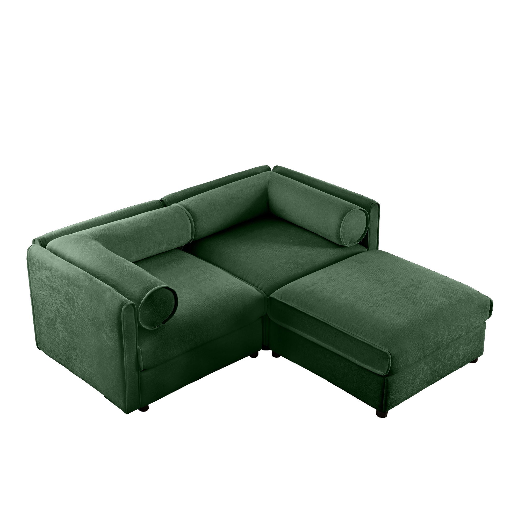Contemporary Elegant White Chenille Sofa With Storage And Ottoman