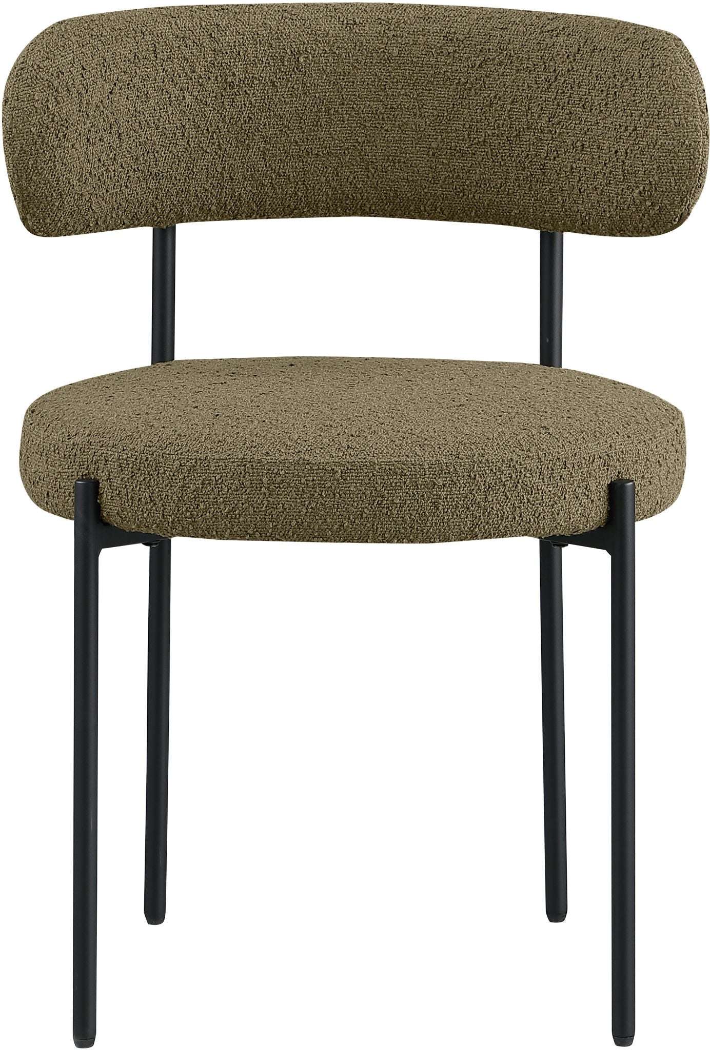 Beacon - Boucle Fabric Dining Chair With Black Legs (Set of 2) - Olive Green