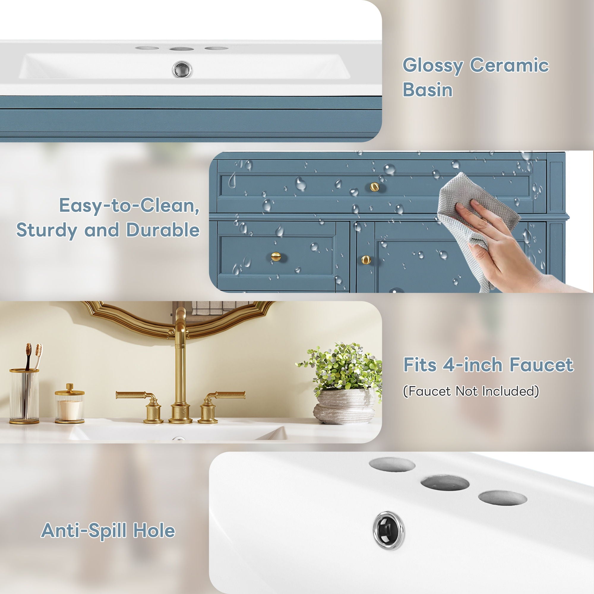 Bathroom Vanity With Top Sink, 2 Drawers And Tip Out Drawer