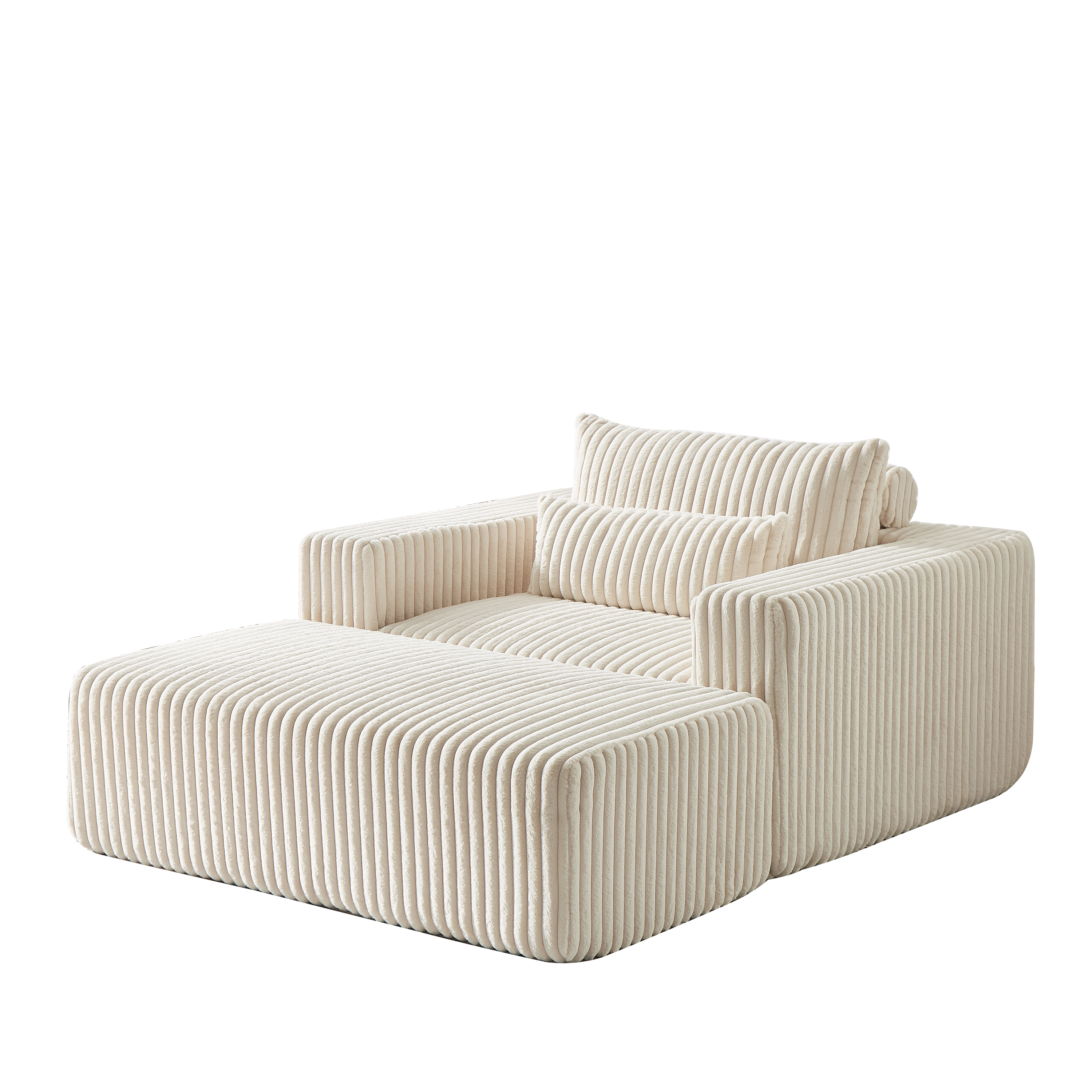 75-Inch Corduroy Sofa Lounge Chair with Removable Footrest