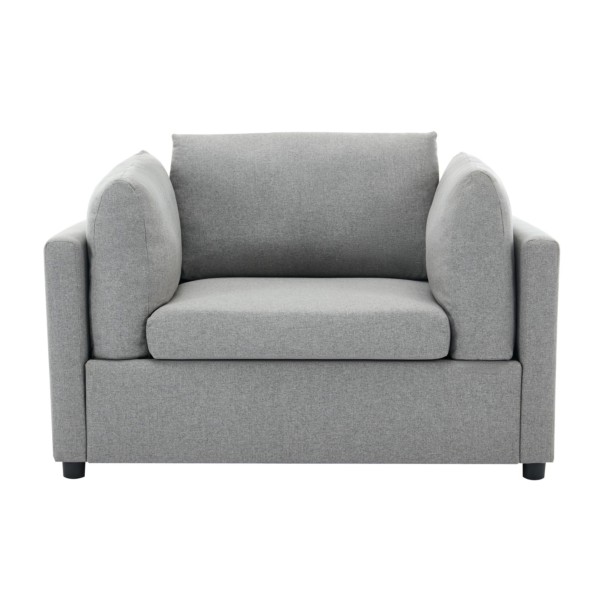 Wide Modern Oversized Armchair With Ottoman Stool, Single Sofa With Lumbar Support, Accent Chair