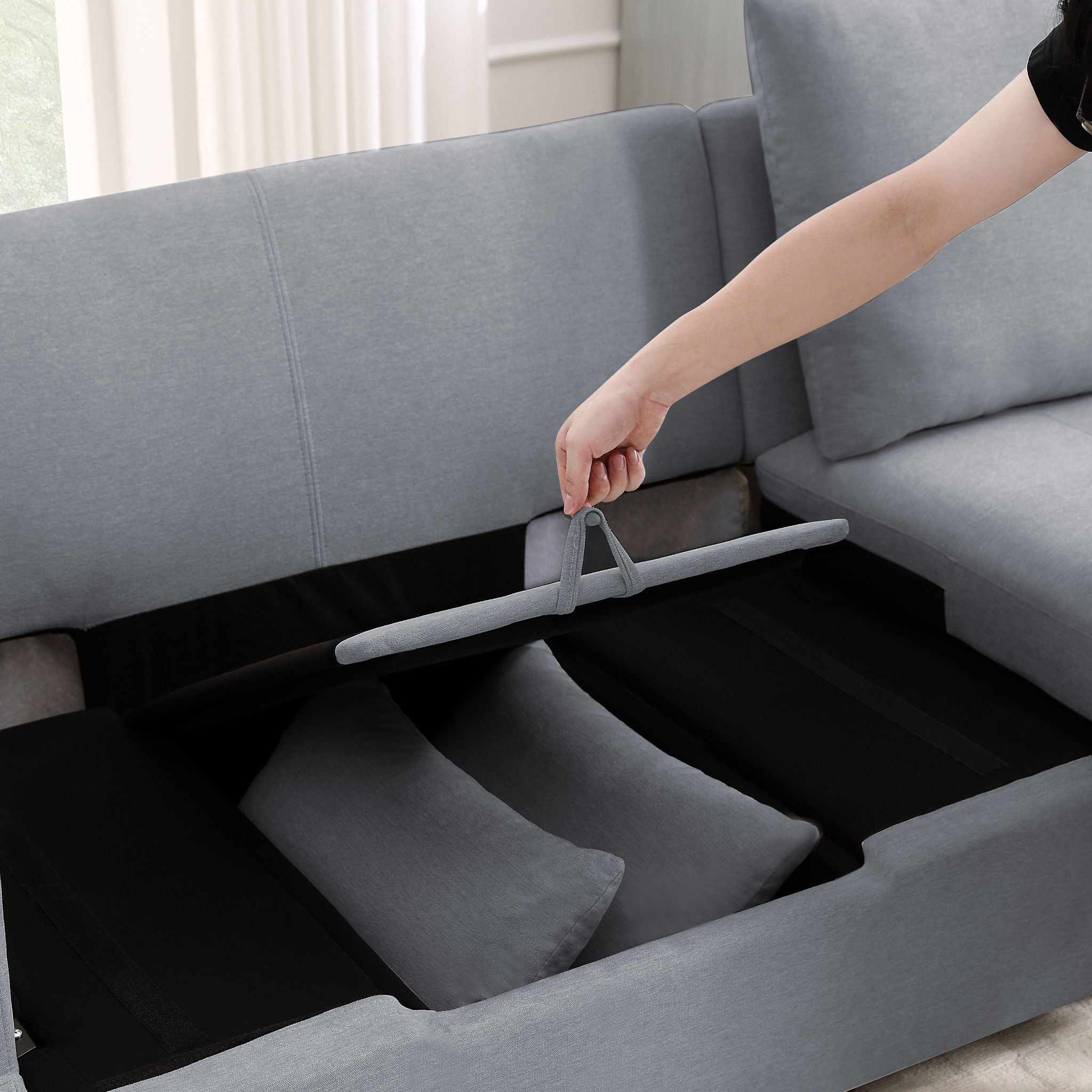 Modern Modular Sofa, 6 Seat Chenile Sectional Couch Set With 2 Pilows Included, Freely Combinable