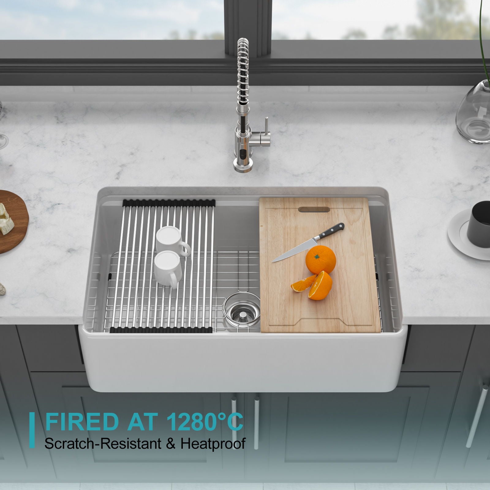 Single Bowl Kitchen Sink Workstation - White