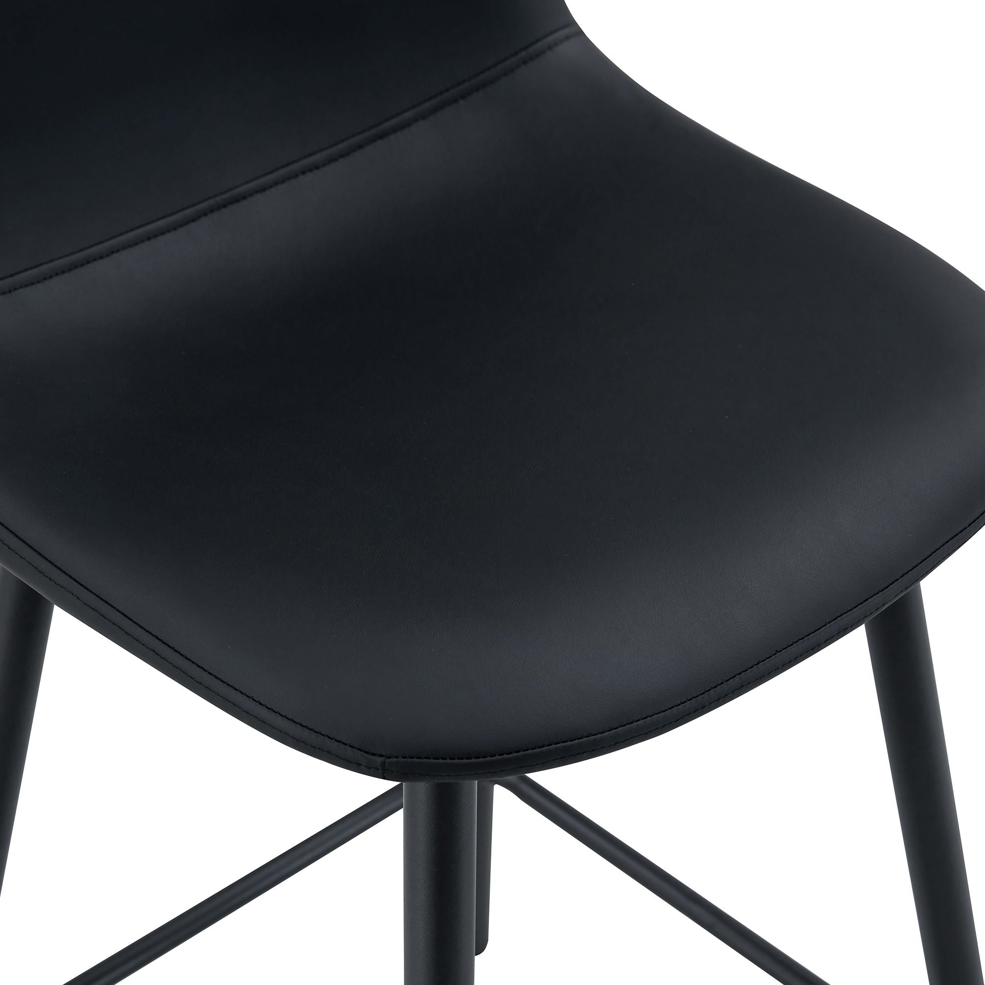 Modern Black Pu Bar Chair Rounded Backrest (Set of 2)