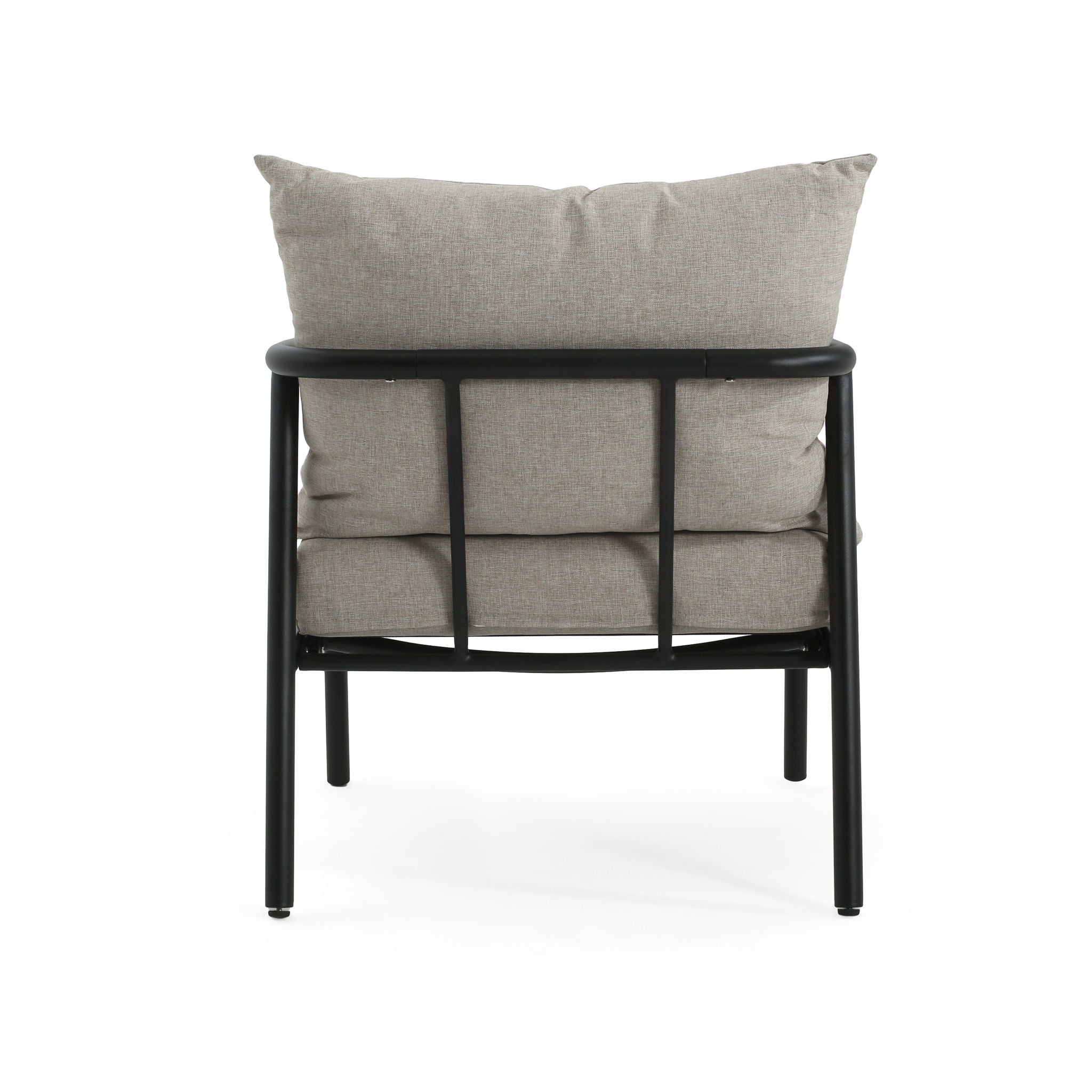 Leora - Modern Minimalist Round Tube Sofa Chair With Cushions - Beige / Black