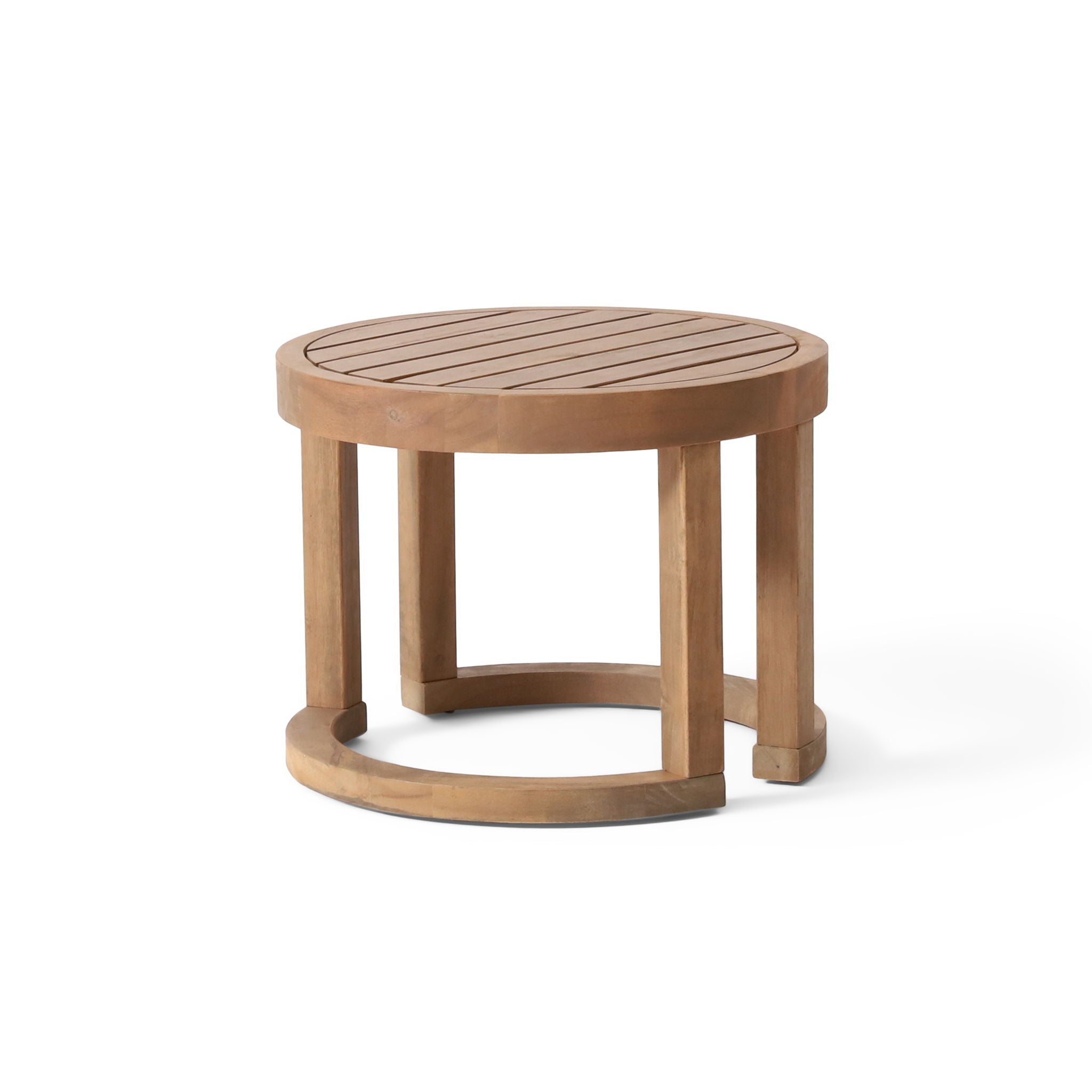 Outdoor Acacia Wood Side Table, Solid Side Table For Patio, Pool, Porch - Brown Wash