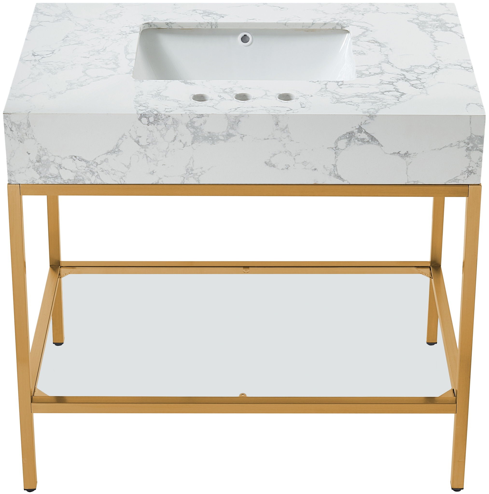 Marmo - Engineered Marble Bathroom Vanity With Gold Base