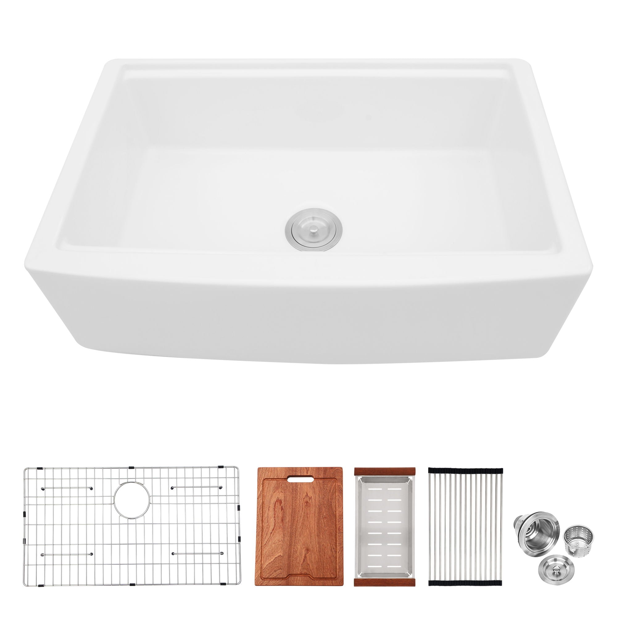 Classic Ceramic Farmhouse Sink Workstation Single Bowl With Durable Finish