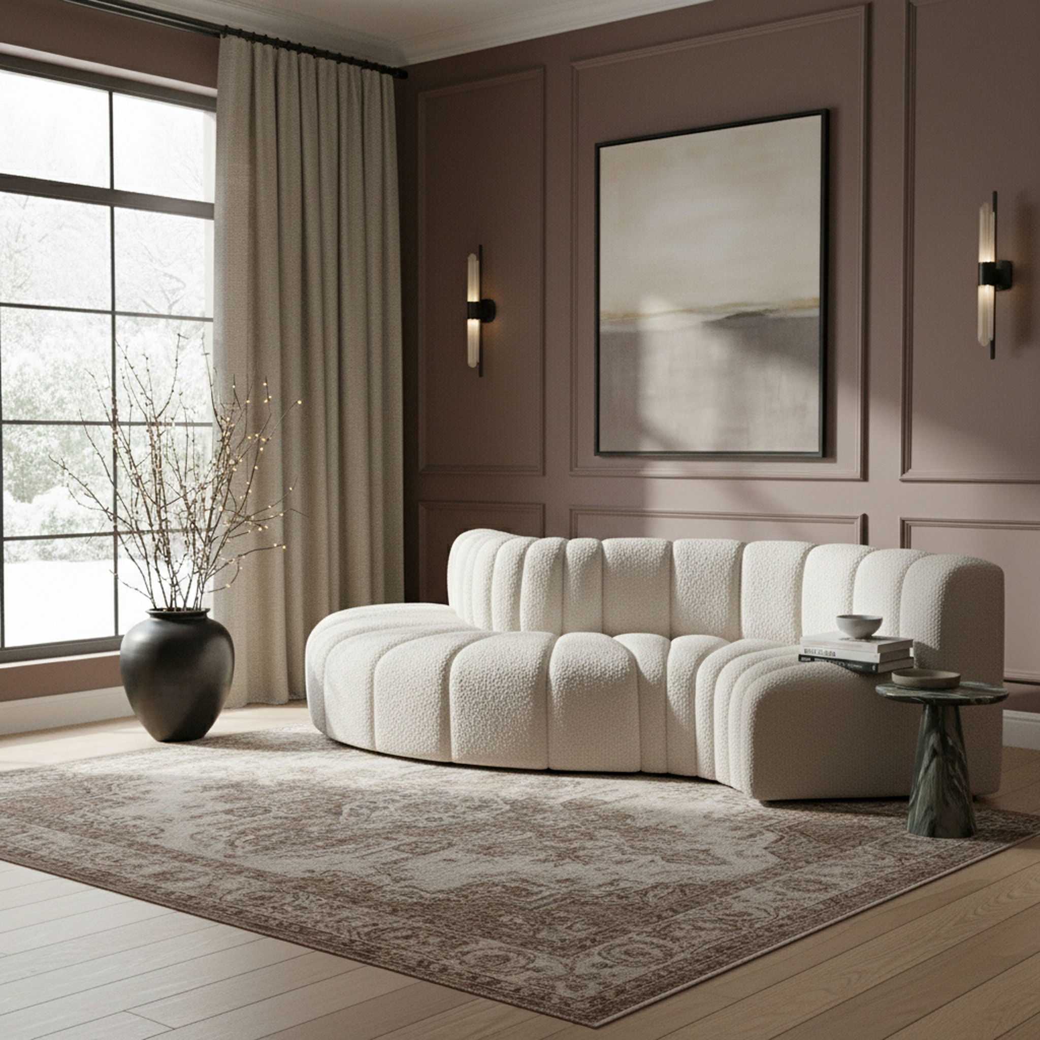 Arc - Boucle Fabric 5 Piece Modular Sofa