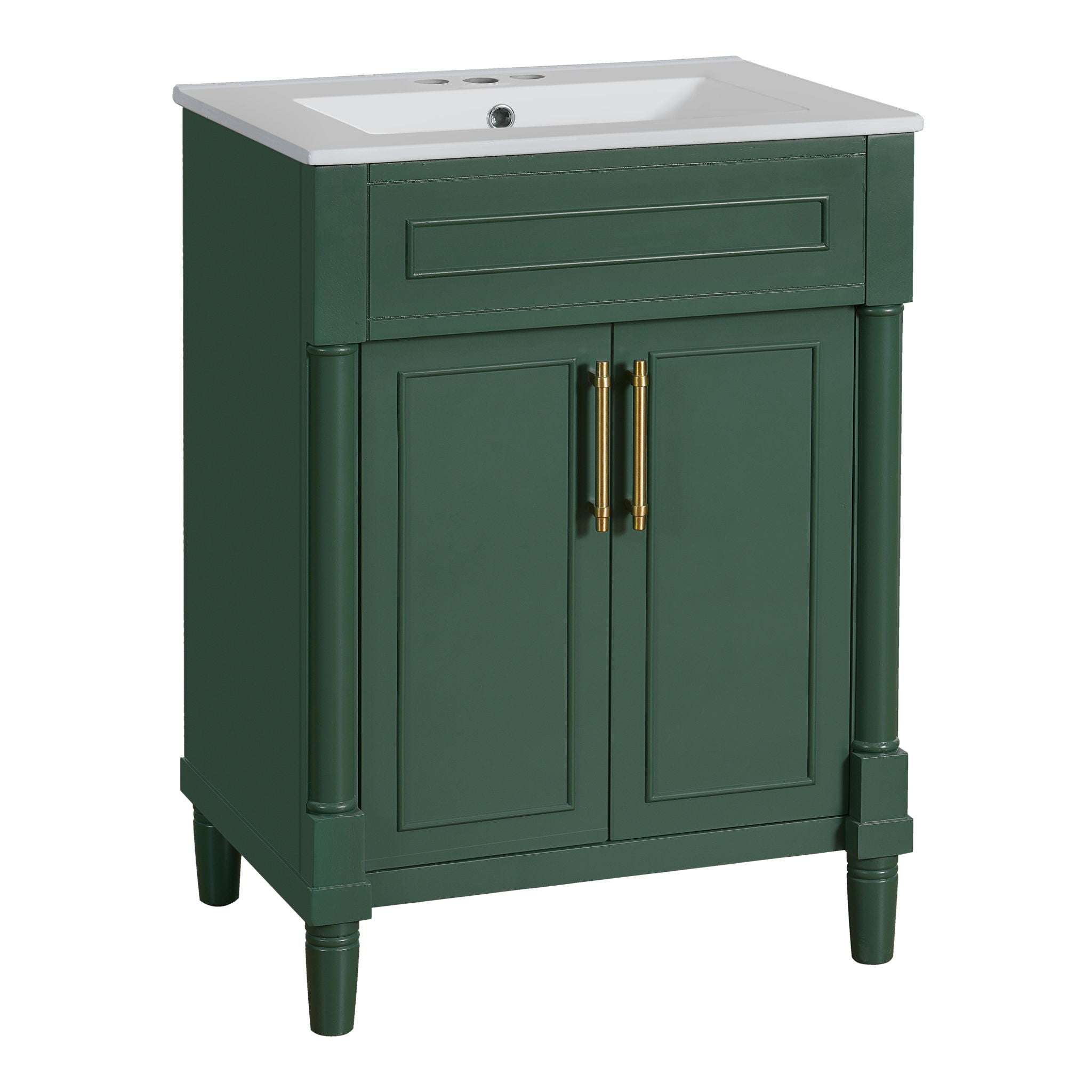 Bathroom Vanity With Integrated Sink, 2 Door Cabinet, Single Sink For Small To Medium Bathrooms