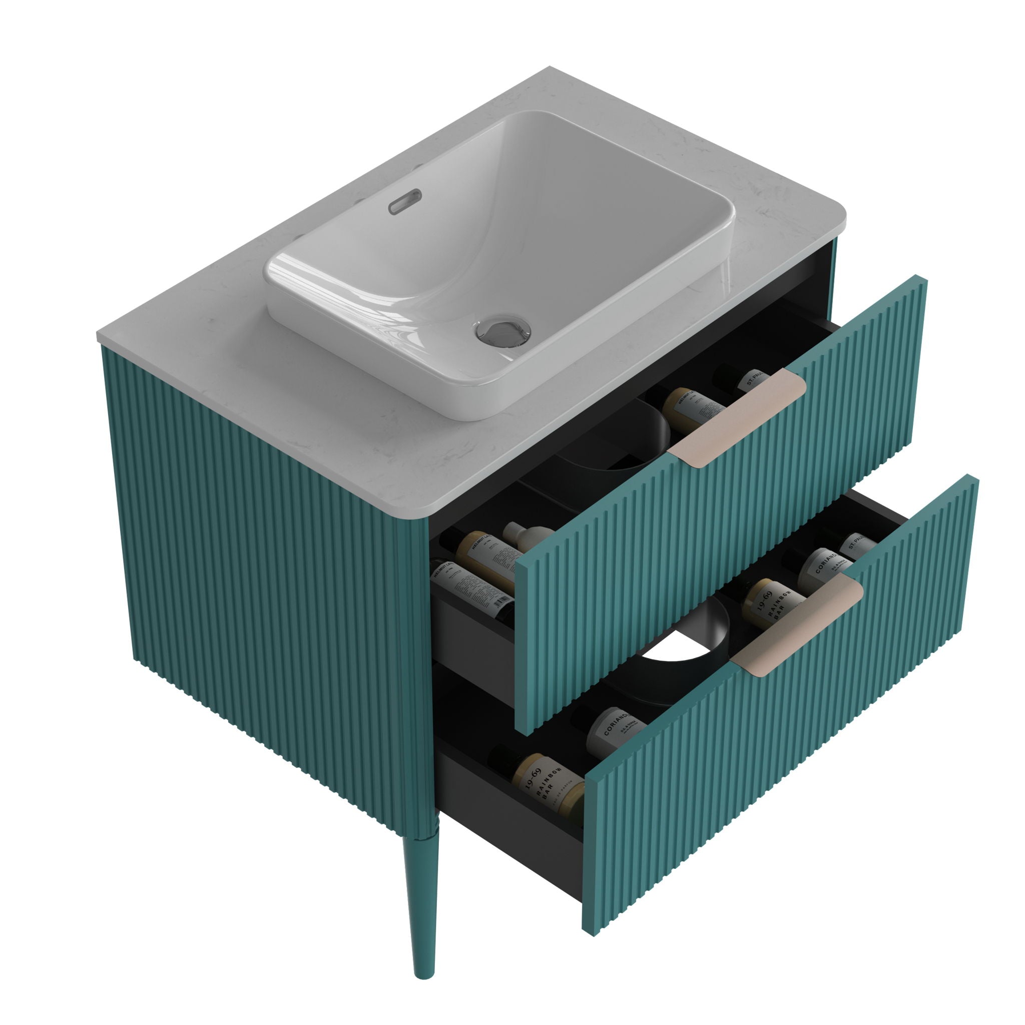 Elena - Modern Bathroom Vanity With Sink With Ample Storage, 2 Soft Close Drawers