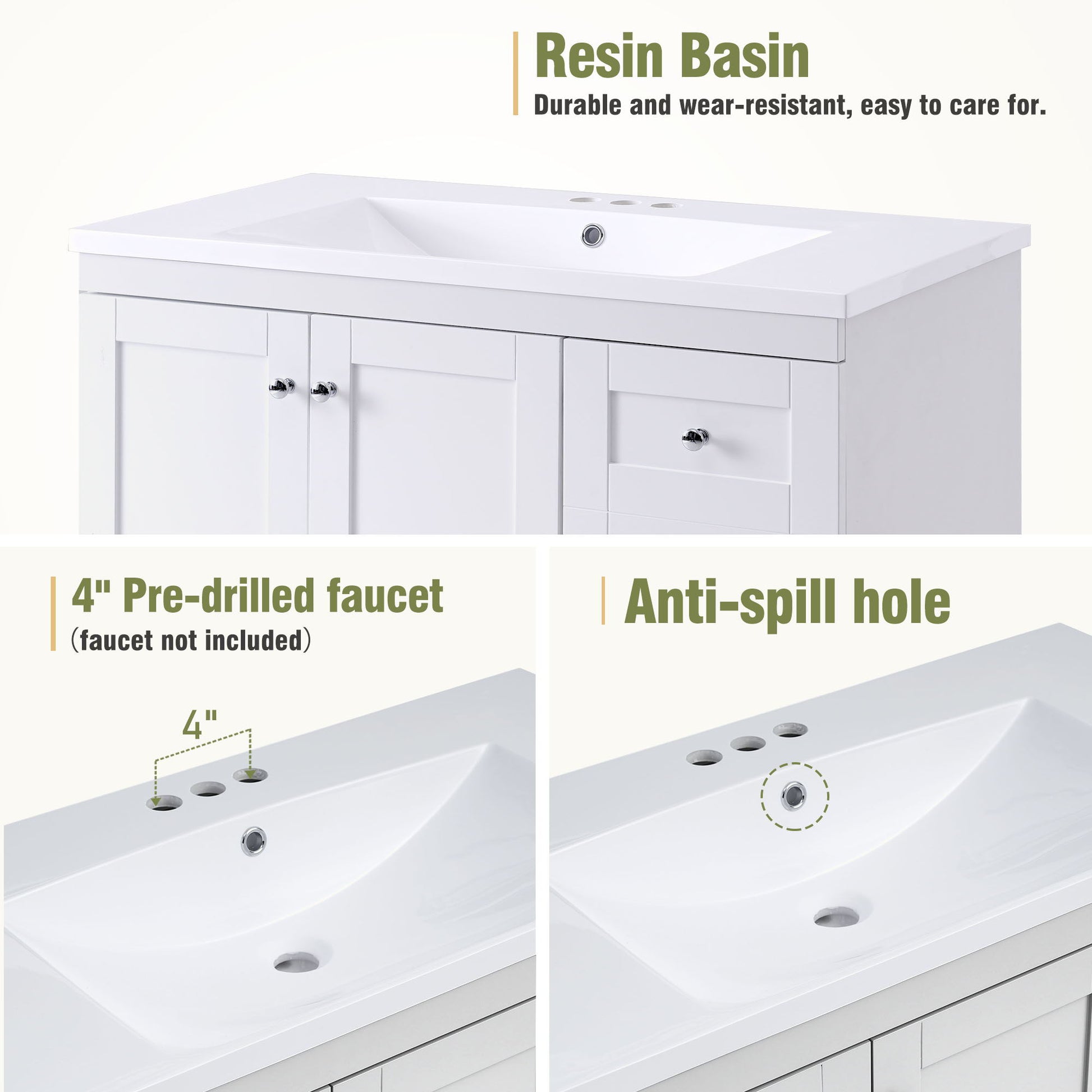 Shaker Free Standing Bathroom Vanity Cabinet With Sink, Soft Close Drawers, Soft Close Doors - Best Buy Furniture