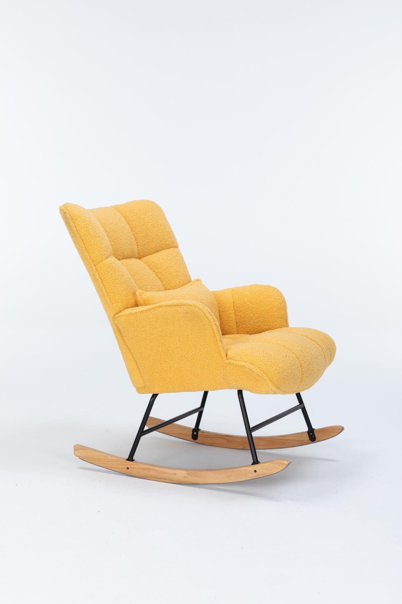 Rocking Chair Nursery, Teddy Upholstered Glider Rocker With High Backrest, Reading Chair Modern Rocking Accent Chairs Glider Recliner For Living Room - Yellow - Best Buy Furniture