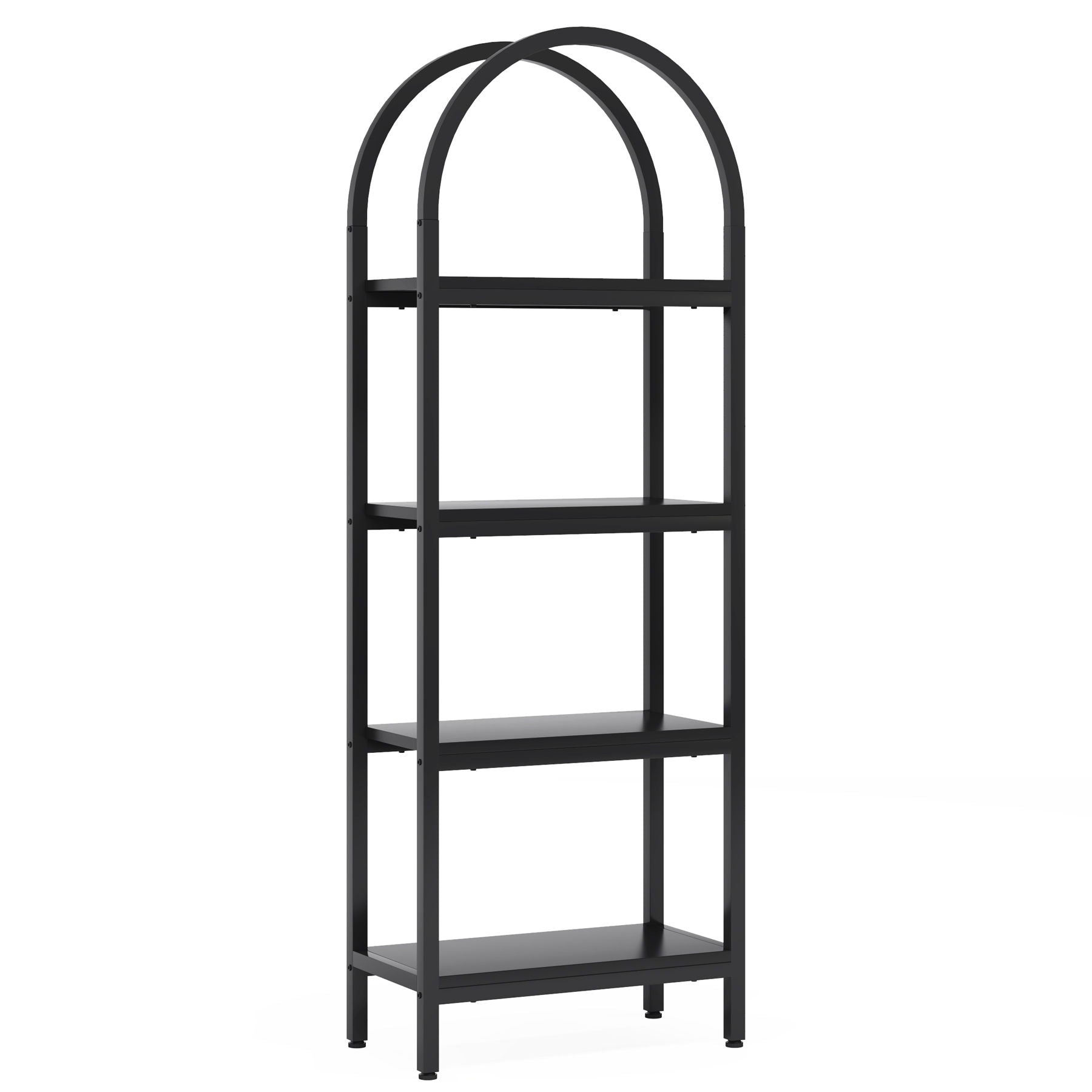 Tall 4 Tier Arched Open Bookshelf Storage Rack - Black