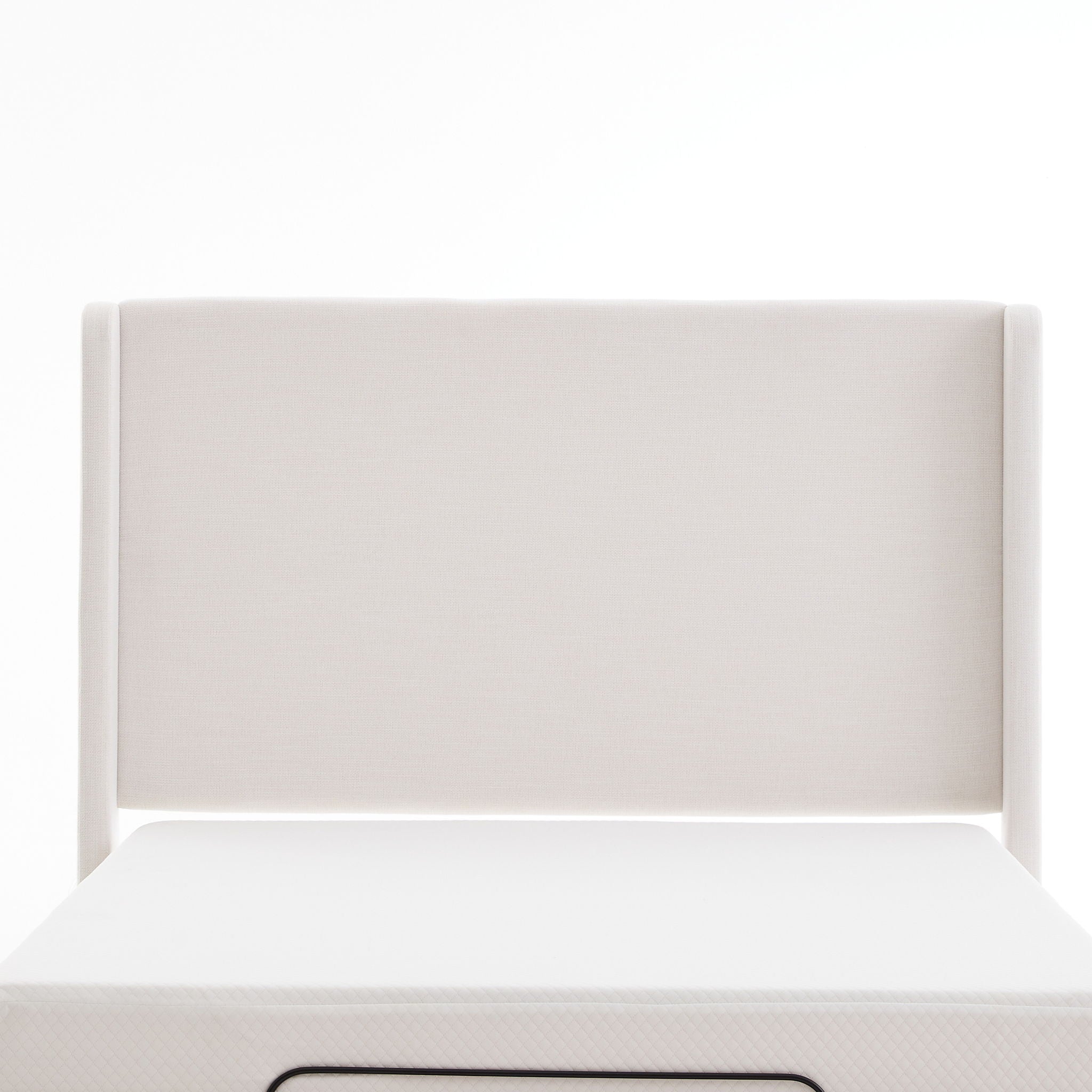 Caron - Queen Size Upholstered Wingback Bed With Adjustable Base Bundle Set - Ivory