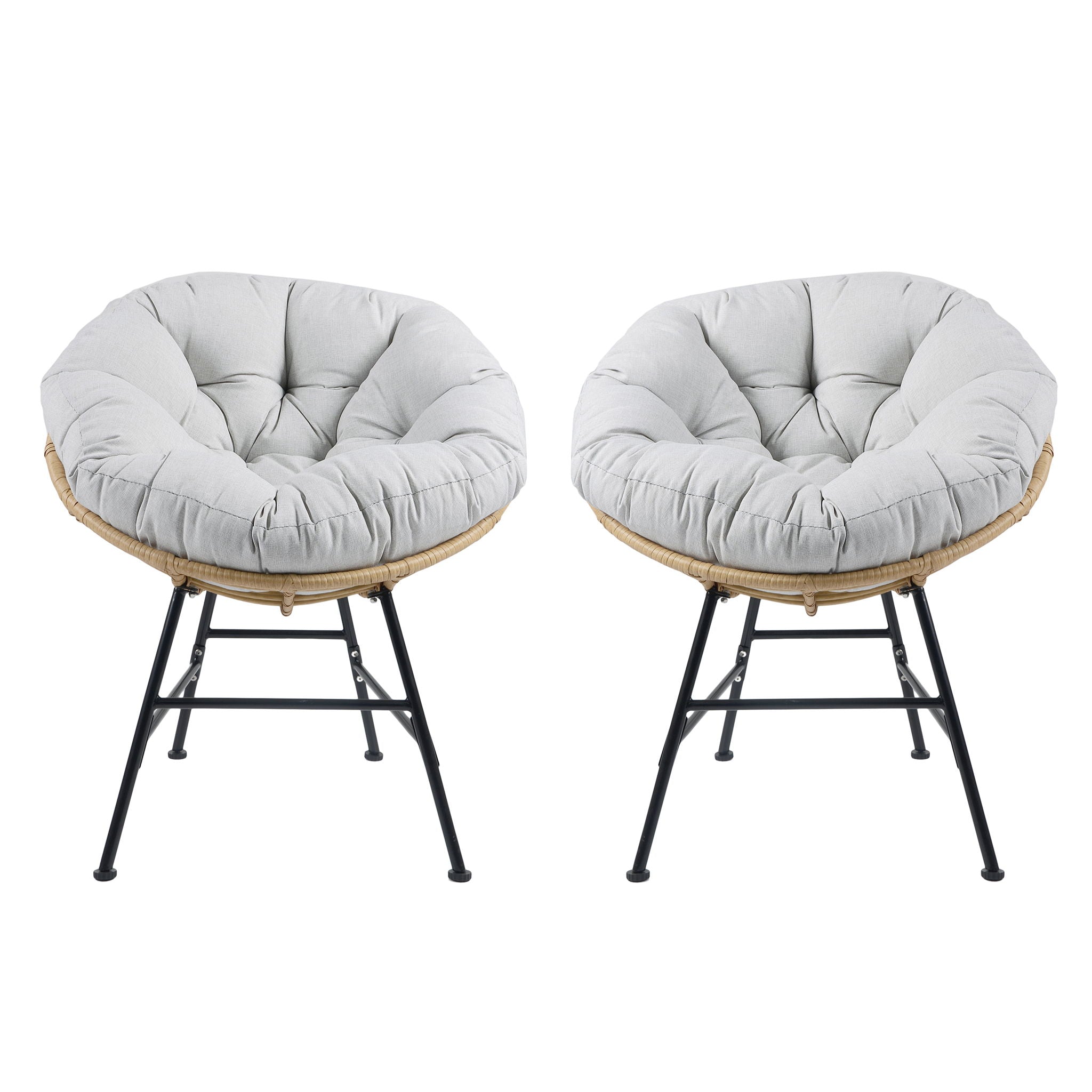 Palos - Outdoor Wicker Lounge Chair (Set of 2) - Brown / Light Gray