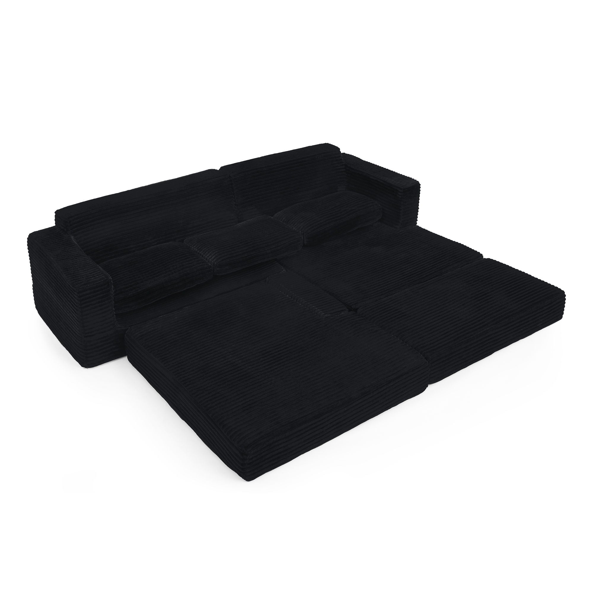 Modern Minimalist L Shape Modular Sectional Sofa, Corduroy Couch