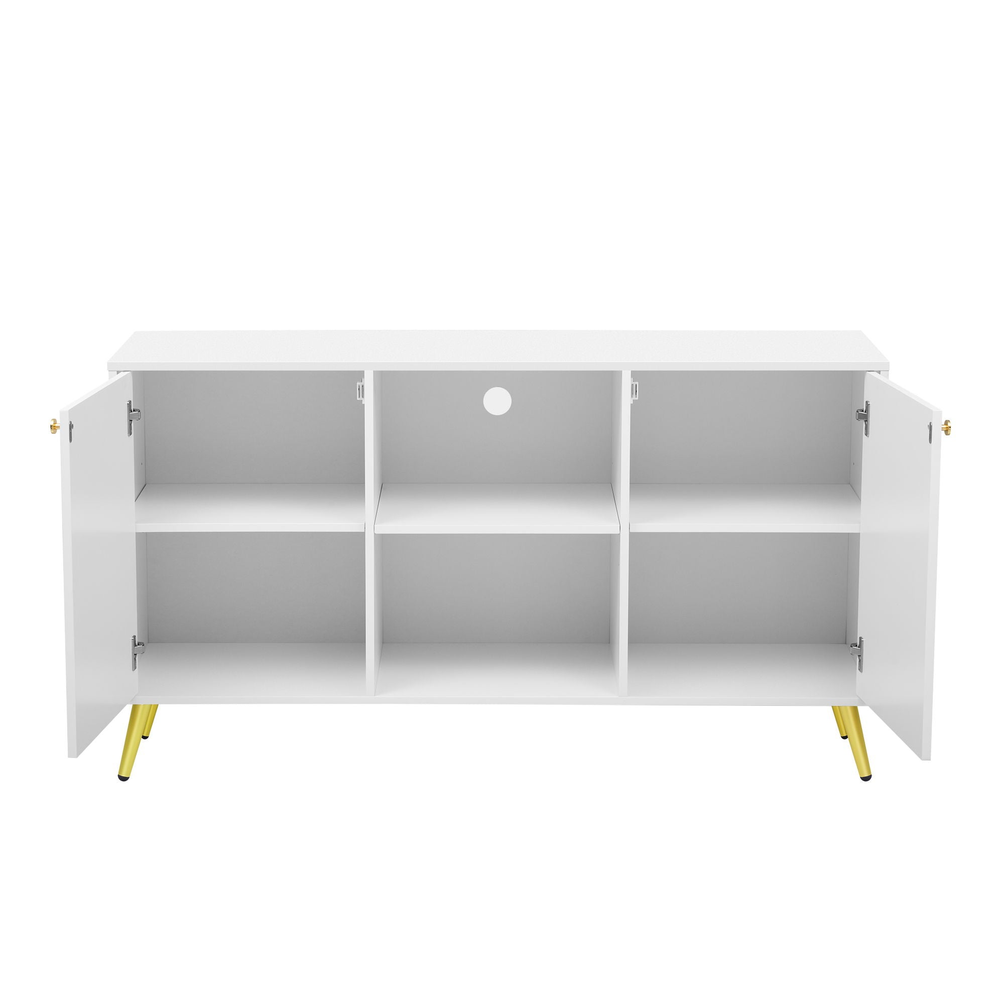 Modern TV Stand With Adjustable Shelf, Handles And Anti-Tip Device