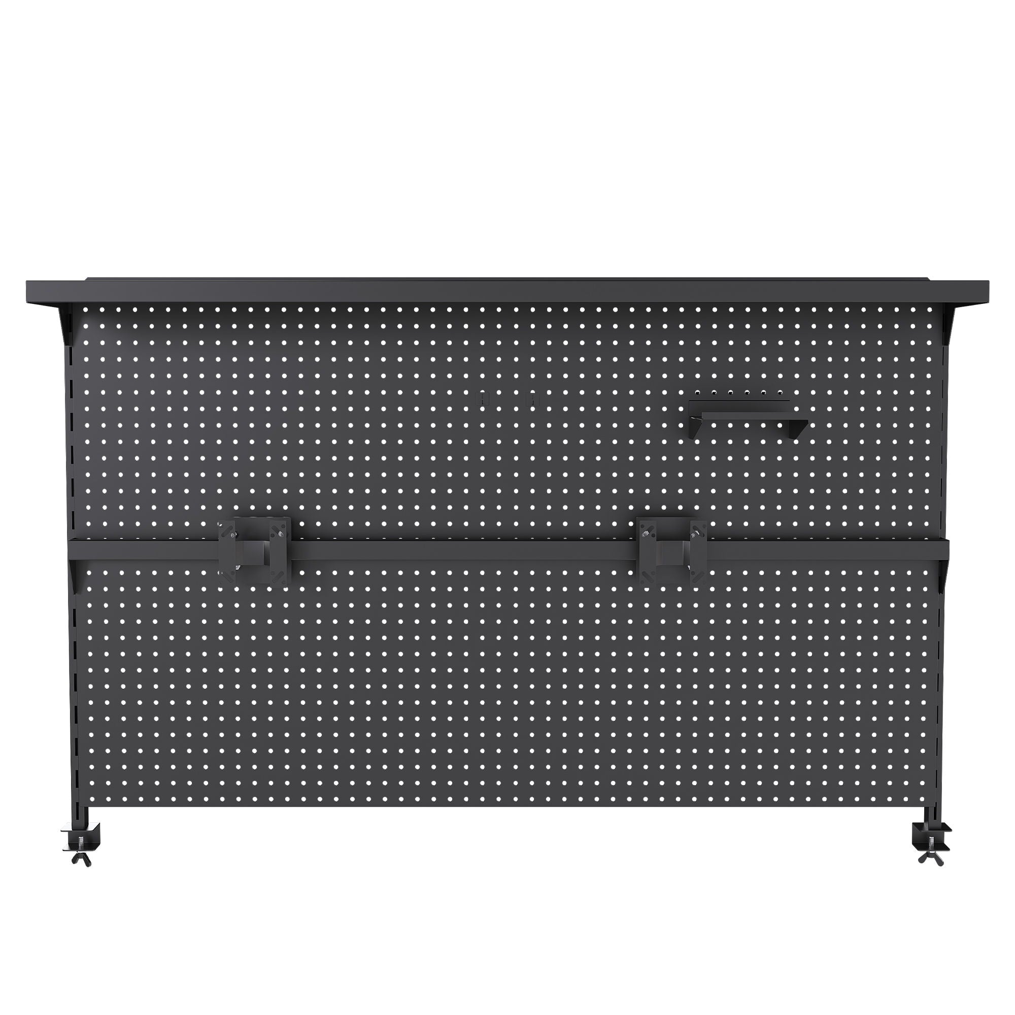 Clamp On Desk Pegboard With Single Monitor Stand