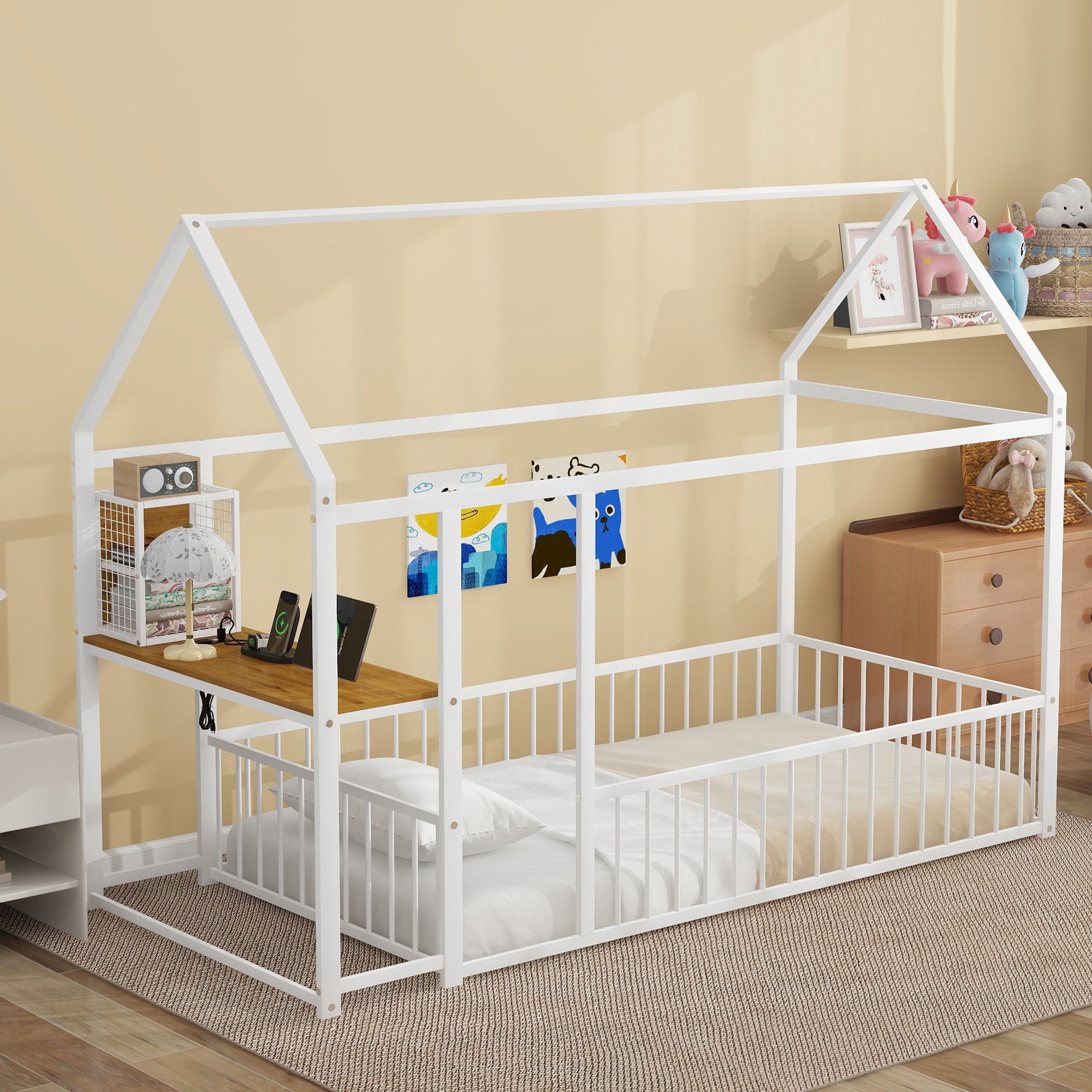 House Frame With Desk, Shelves, Power Outlets And USB Ports