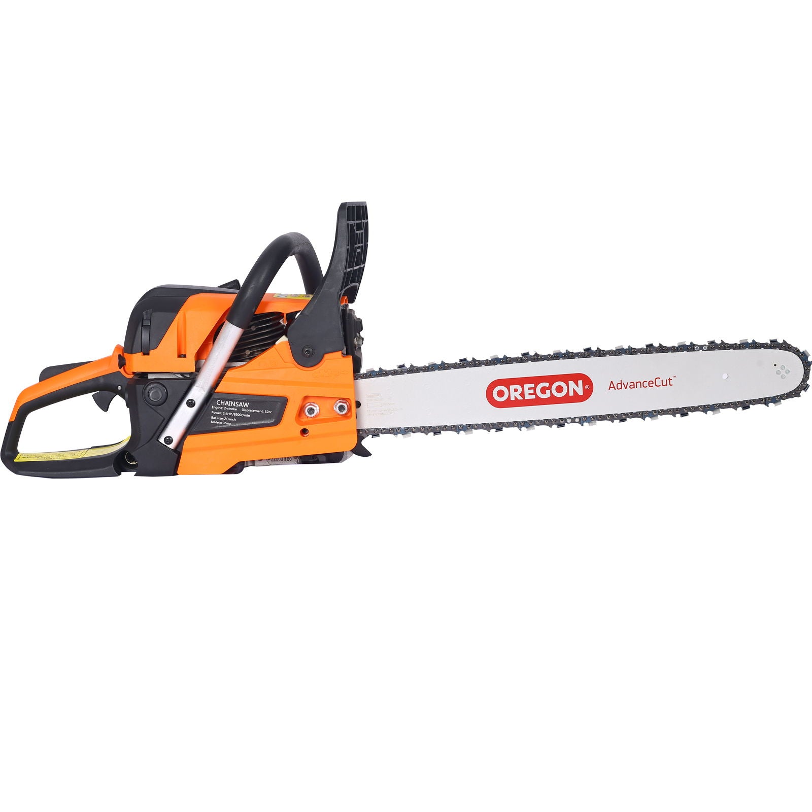52Cc Gasoline Chainsaw With 20" Oregon Bar And Chain For Wood Cutting Plastic - Orange