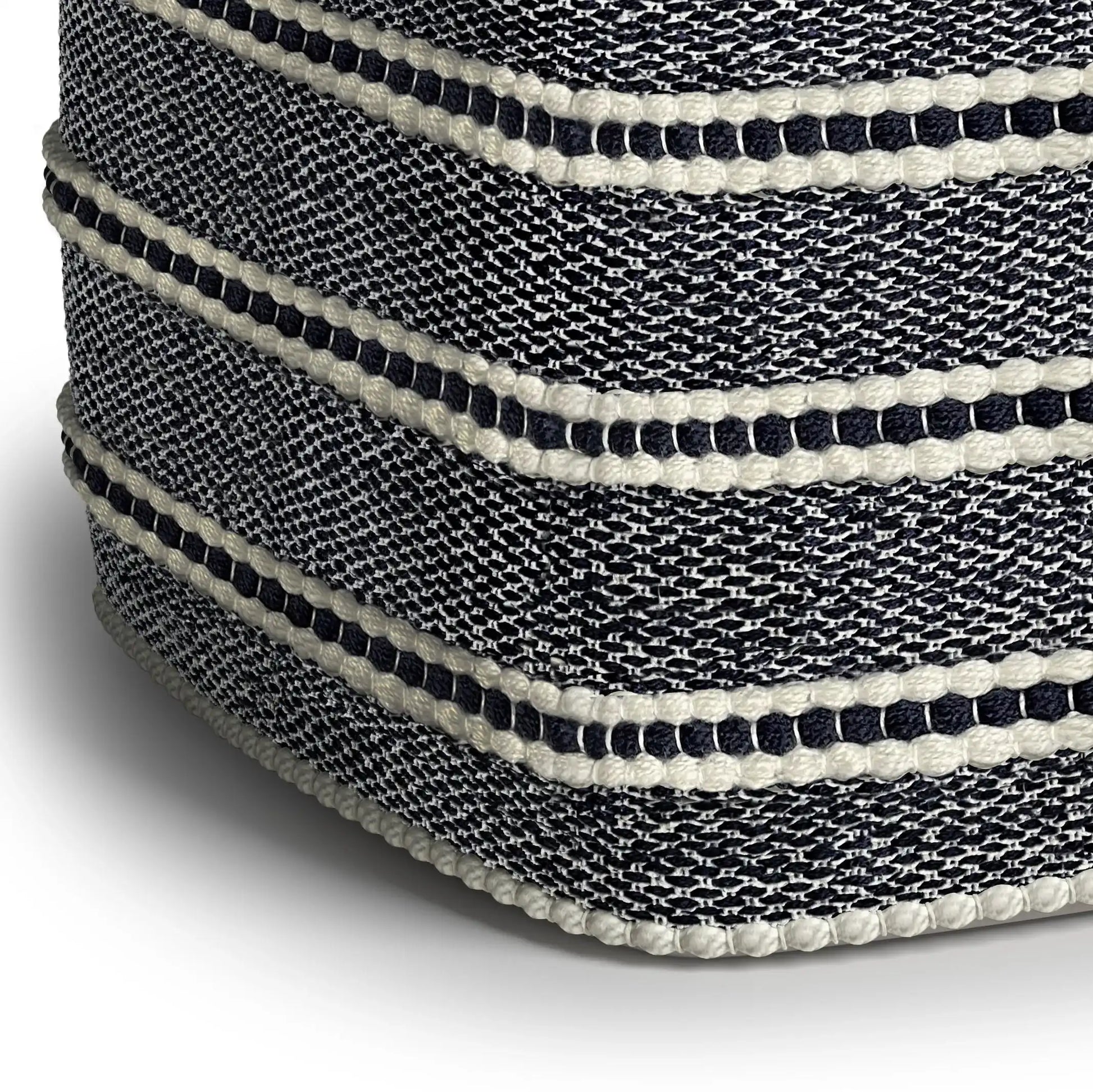 Corrie - Square Woven Outdoor / Indoor Pouf - Navy / White - Best Buy Furniture