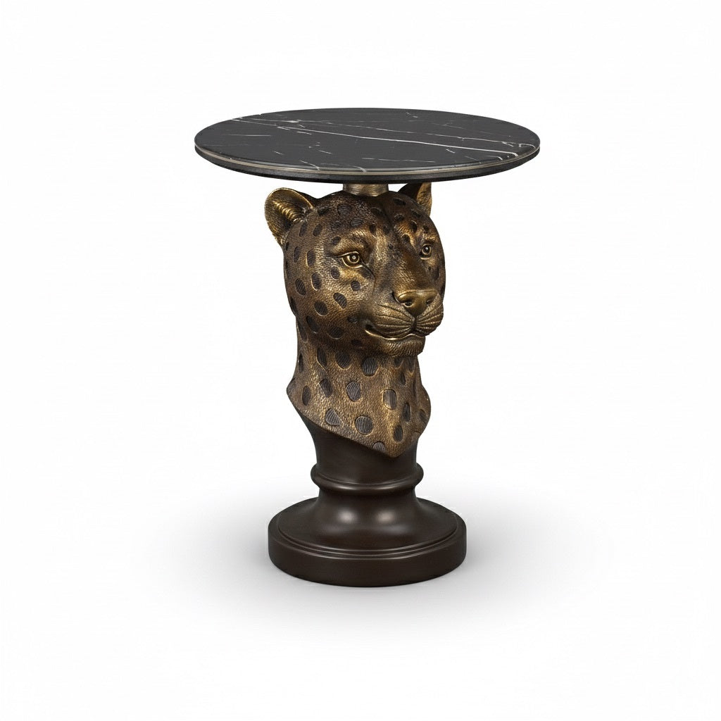 Leopard Head Accent Table Animal Statue End Table