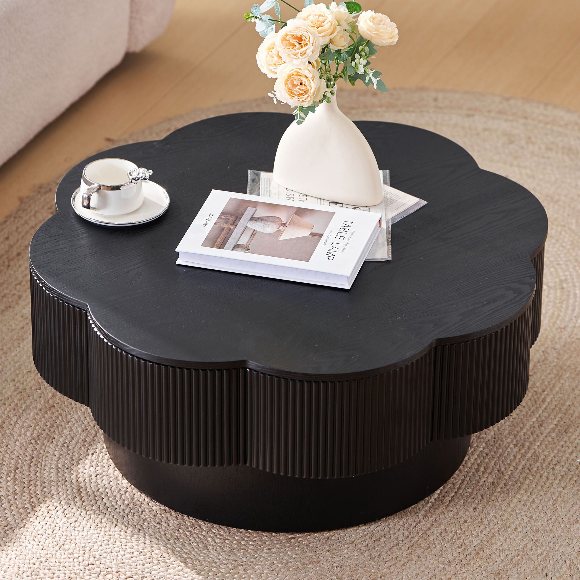 Modern Plum Blossom Shaped Coffee Table With Storage