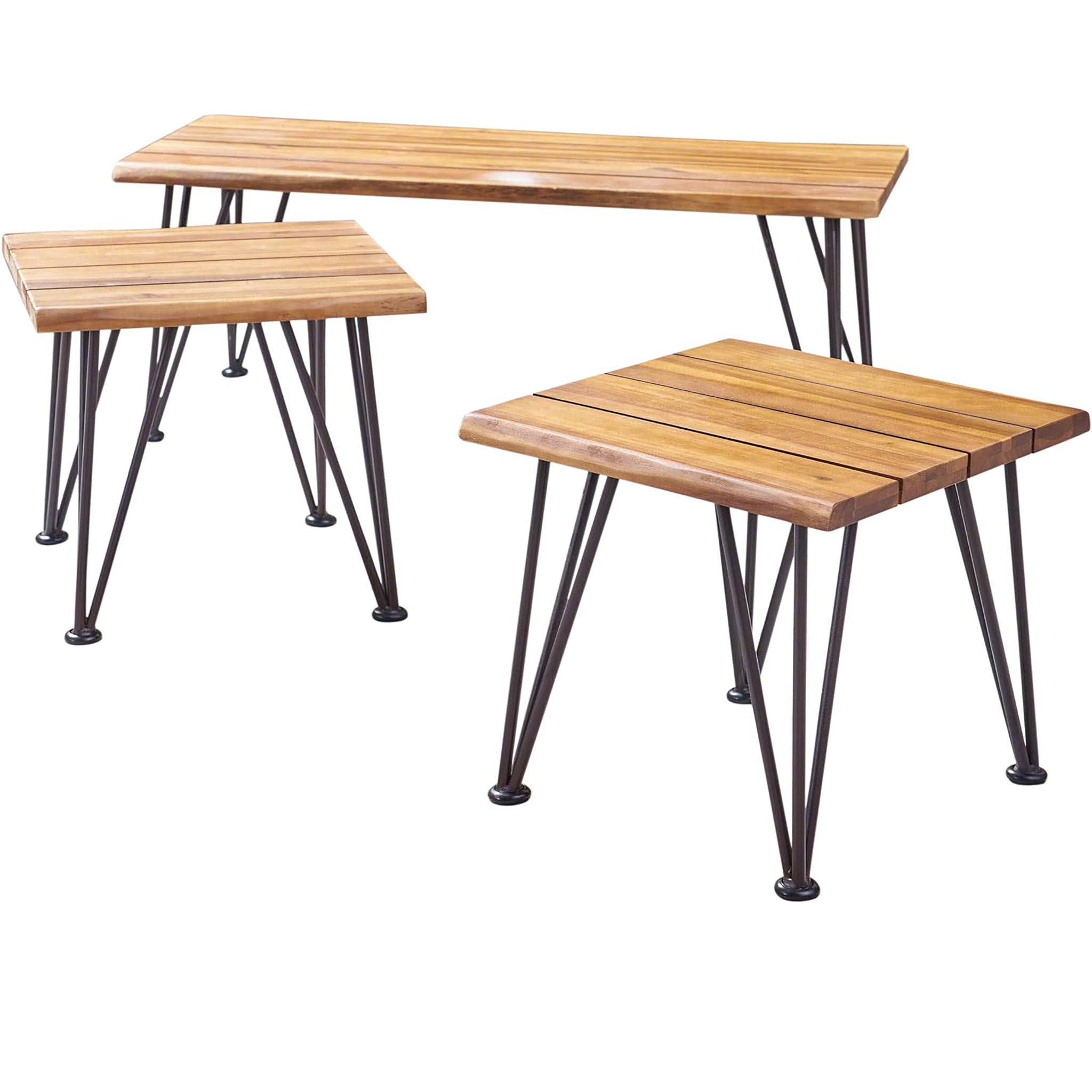 Zion Outdoor Industrial Iron And Coffee Table - Teak