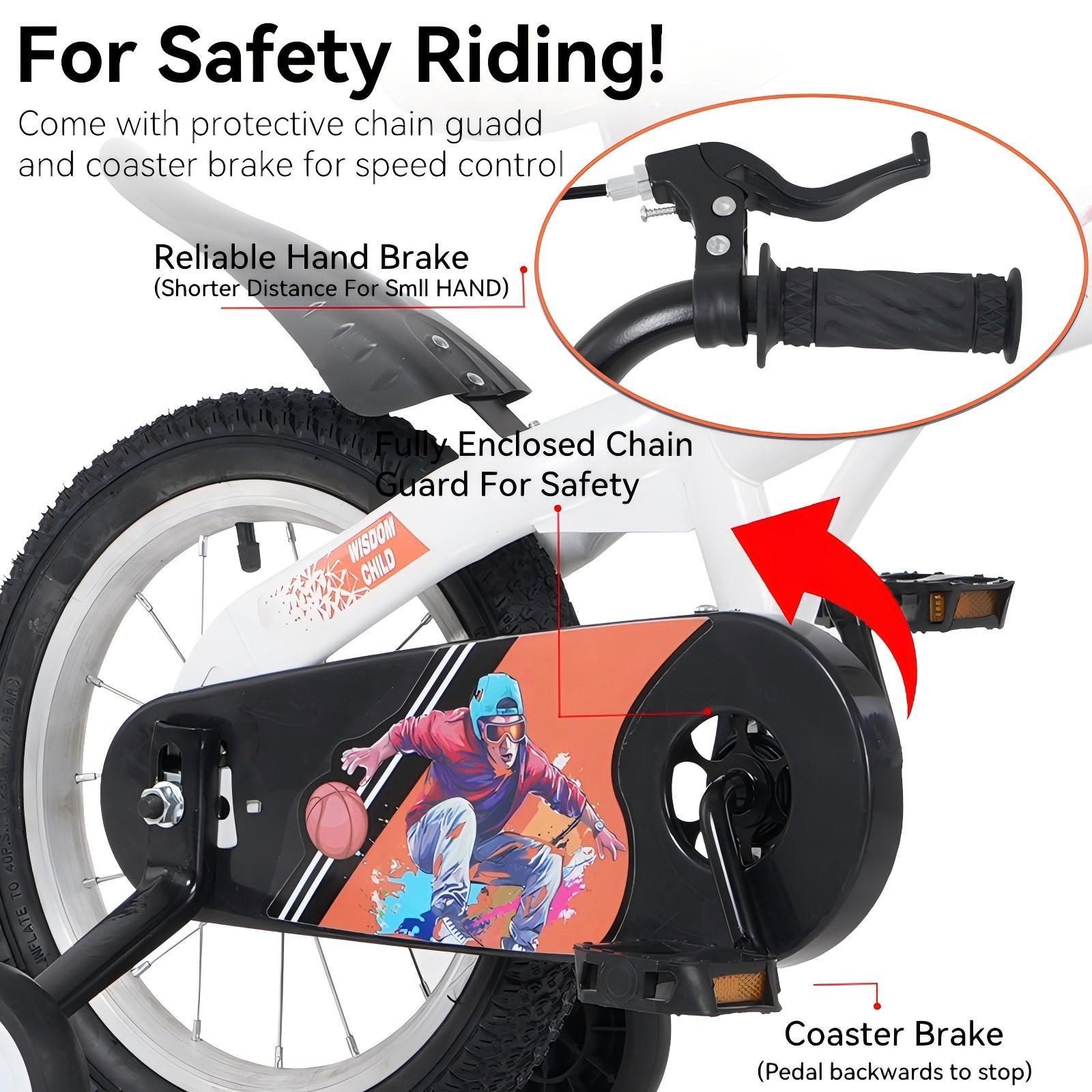 Fkznpj - 16" Sporty Kids Bike With Training Wheels And Stand Adjustable Saddle Suitable For Boys And Girls Aged 4 - 8 Years Tall Height 41 - 46" Available In A Variety Of Colors - Best Buy Furniture