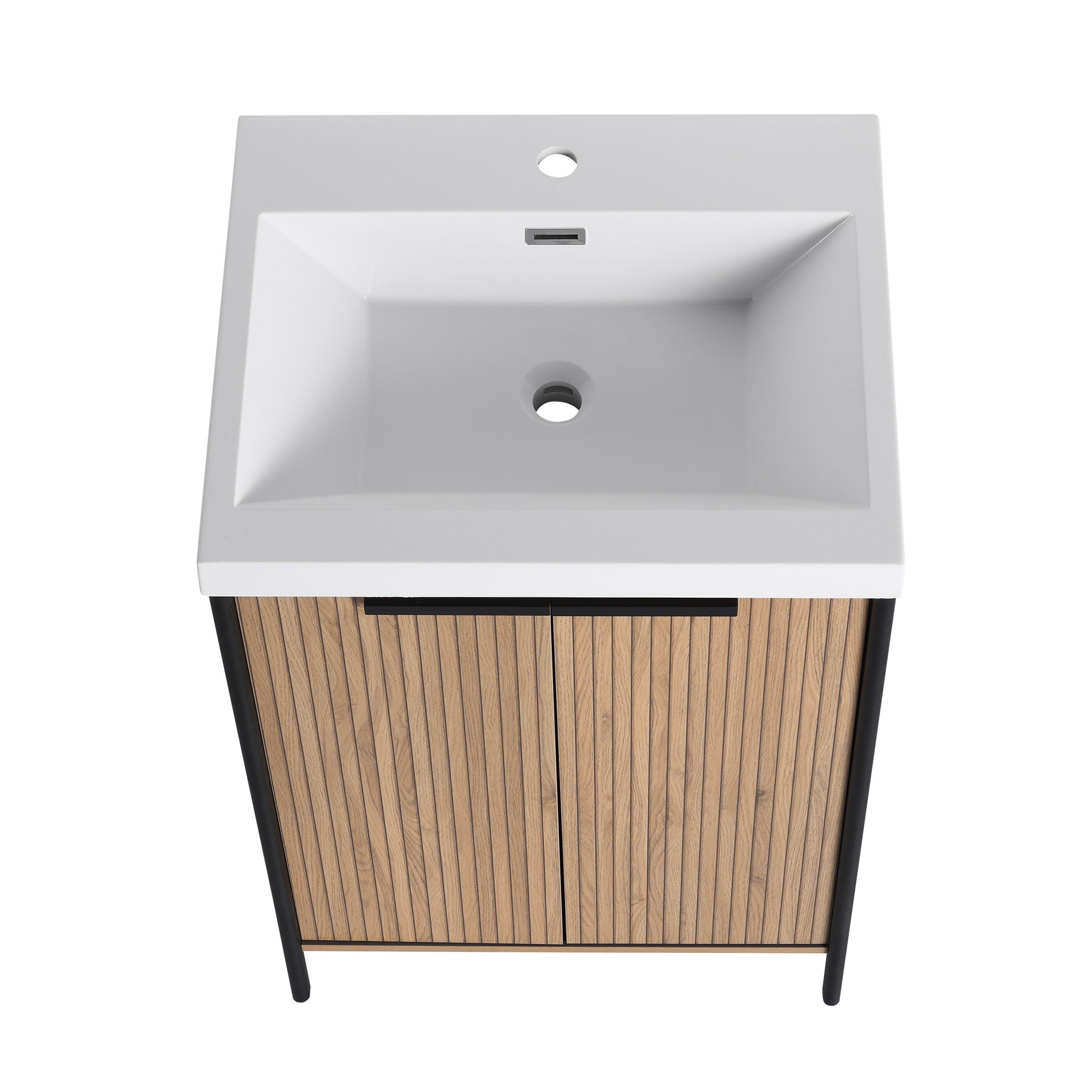 Modern Freestanding Bathroom Vanity With Resin Sink & Soft Close Cabinet Doors