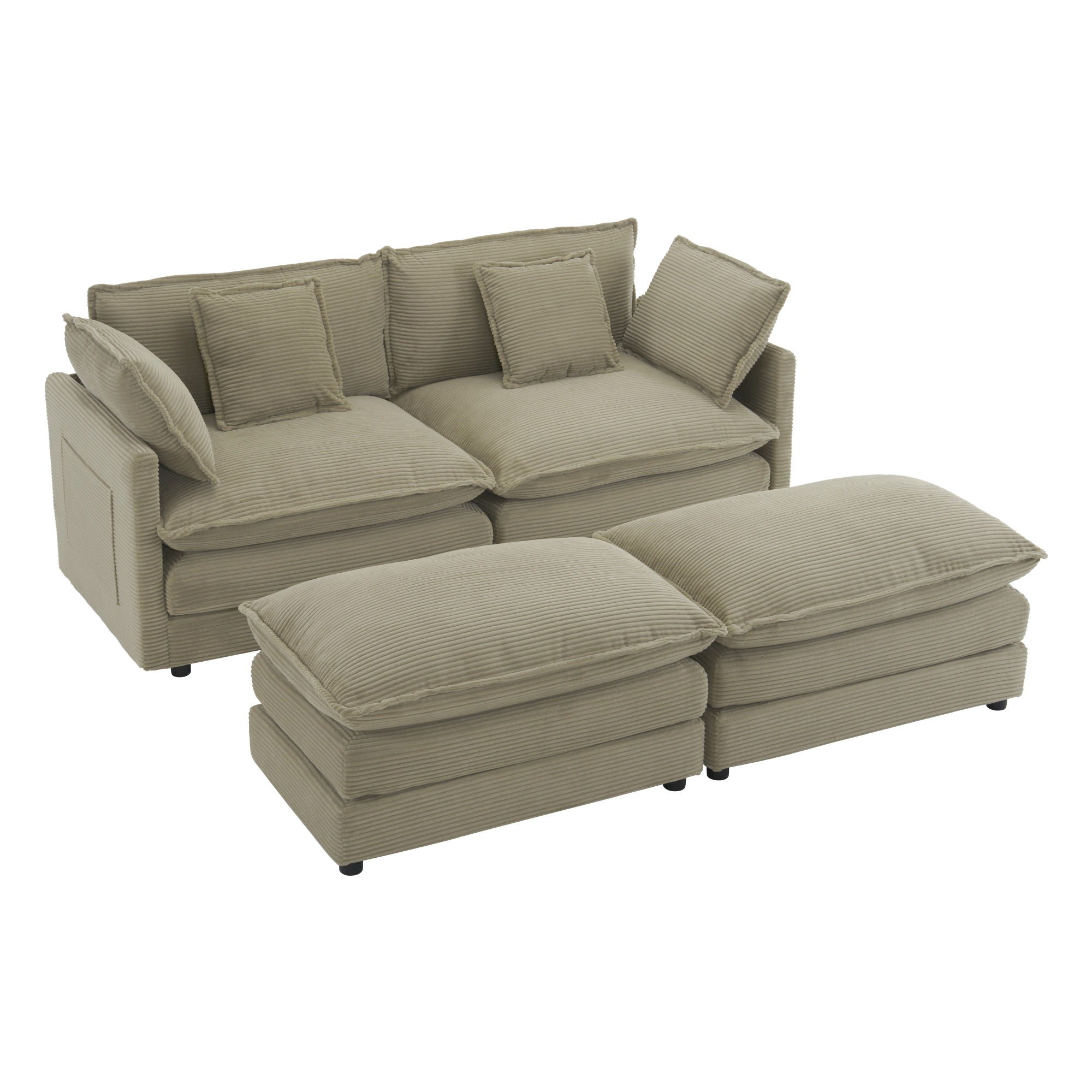 Modern Modular Sectional Sofa With Side Storage Pockets For Living Room