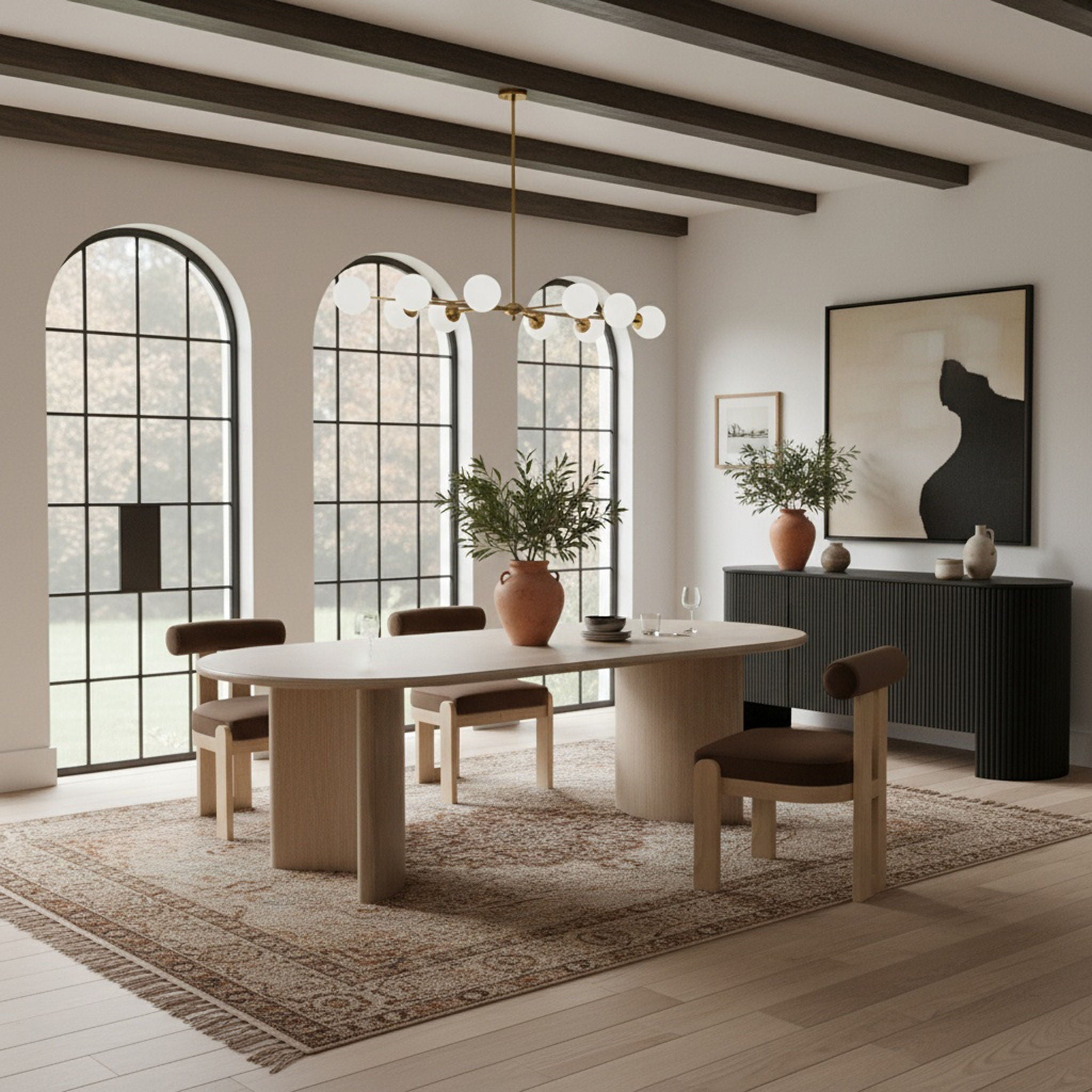 Caldra - Oak Veneer And Solid Wood Dining Table