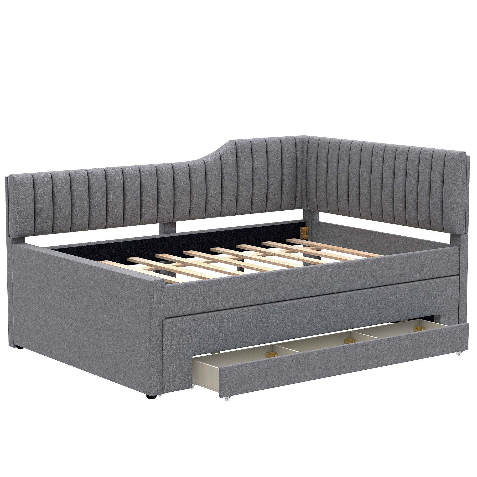 Upholstered Daybed With Trundle And 3 Drawers