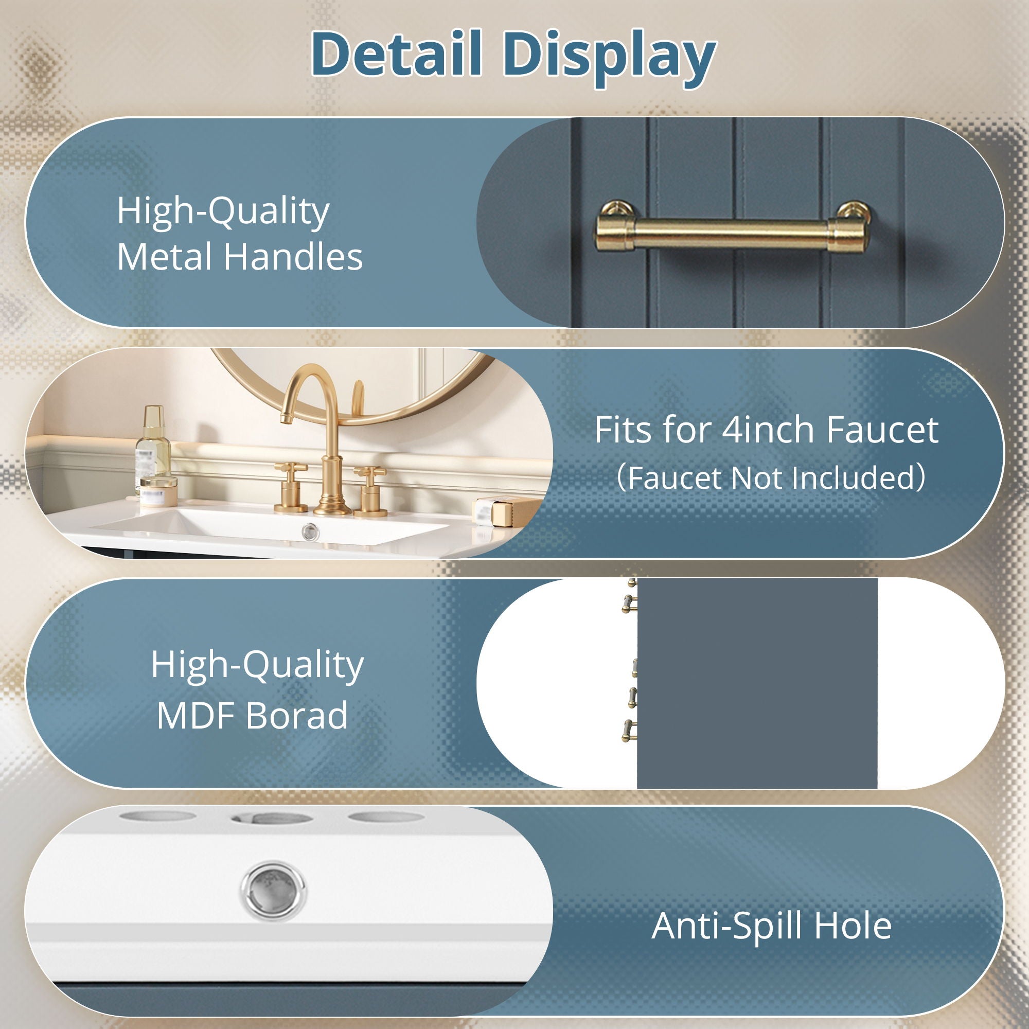 Bathroom Vanity With Undermount Sink, Soft-Close Doors, Drawers, Ceramic Sink